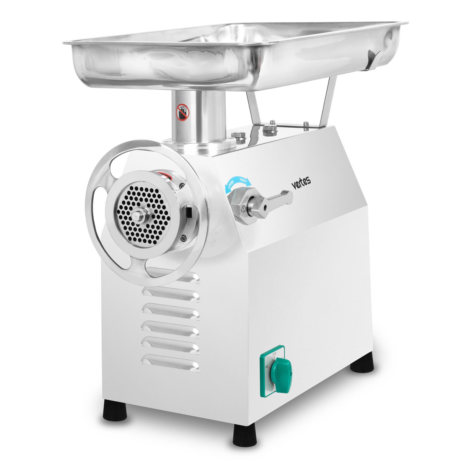 vertes Fleischwolf Faschiermaschine Elektrisch, Edelstahl, 1500W, 320 kg/h, Größe 32, Professionell f. Gastro, 2 Einfüllschalen