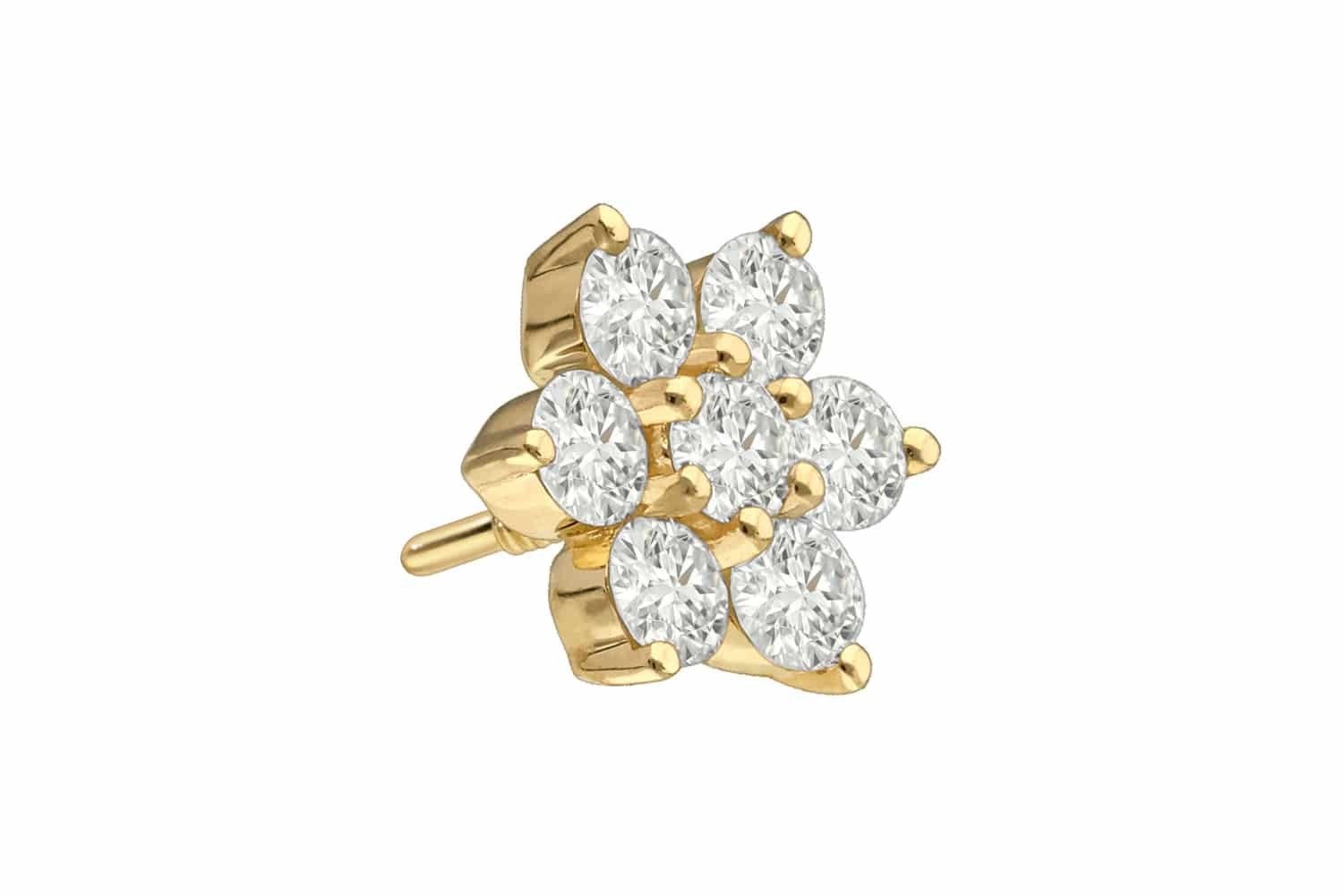PIERCINGLINE Piercing-Set 18 Karat Gold Schraubaufsatz mit Außengewinde DIAMANT-BLUME (Schraub-Aufsätze, 1-tlg)