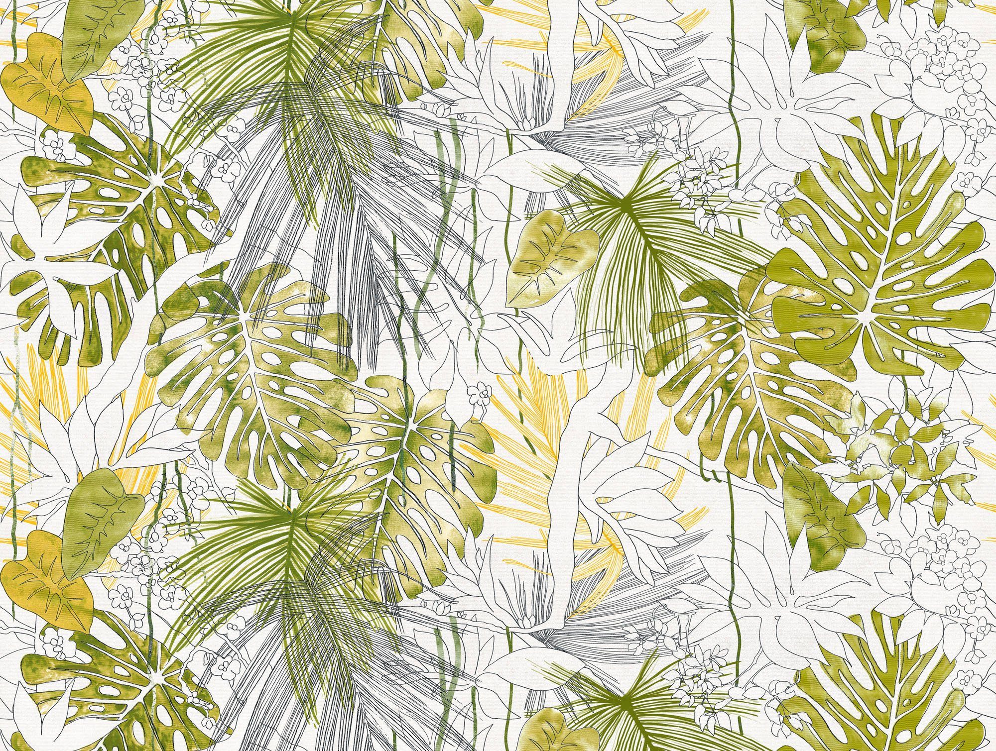 living walls Fototapete The Wall, glatt, botanisch, floral, natürlich, Fototapete Blätter Tapete Dschungel Tapeten Wohnzimmer Design Optik