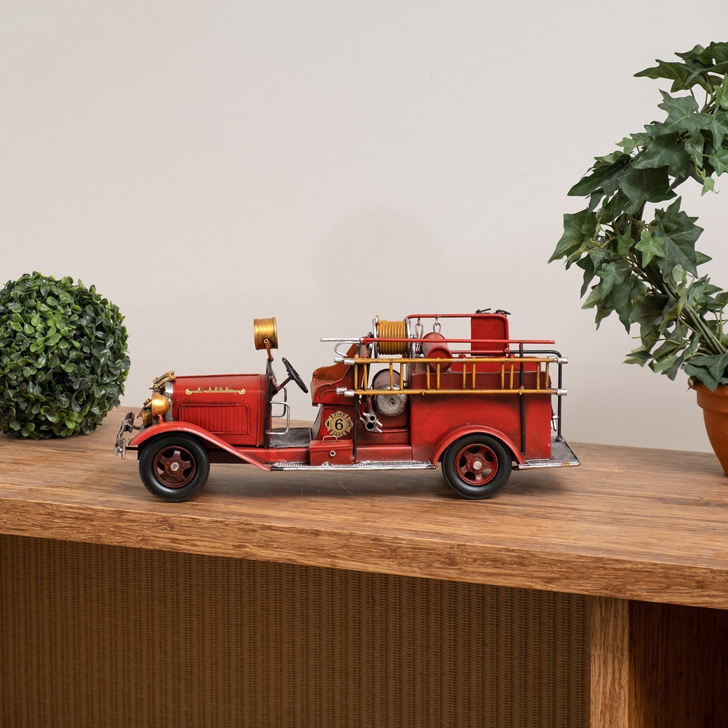 Feuerwehrwagen Nostalgie Blech-Deko Nachbildung Antik-Stil Nr. 6, Dekoobjekt Moritz Oldtimer Retro Blechmodell Auto Modell Miniatur
