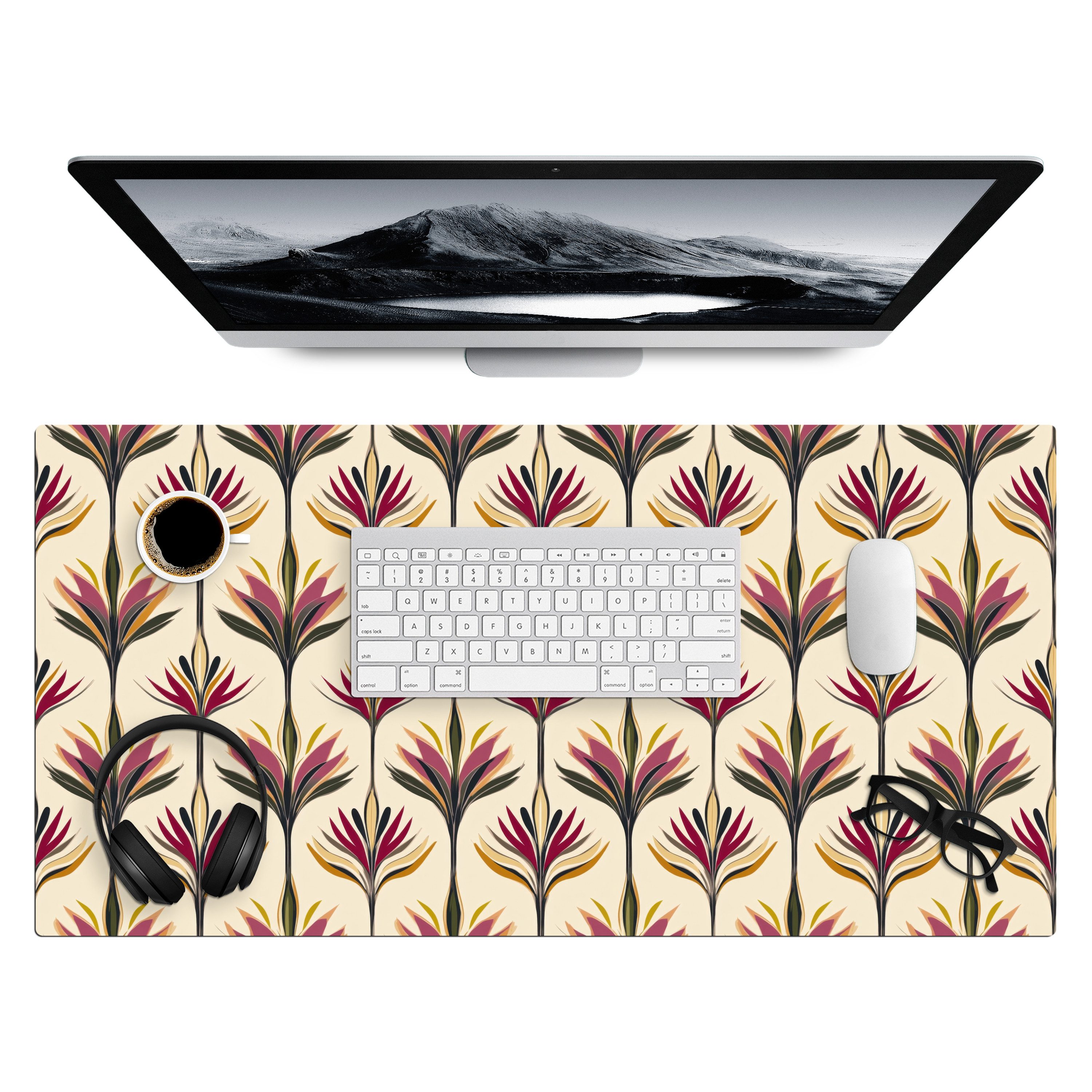 MuchoWow Gaming Mauspad Fächer - Motiv - Bunt (1-St), Gaming Mauspad XXL, Schreibtischunterlage, Desk Mat Groß, 80x40 cm