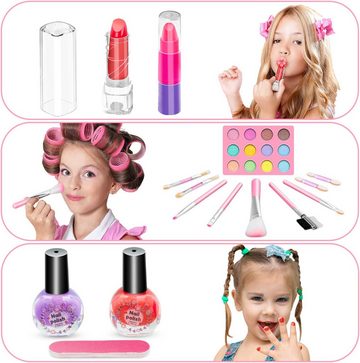 HEYHIPPO Lernspielzeug Kinder Make-up Set 42pcs Nagellack Lippenstift Lidschatten Make-up
