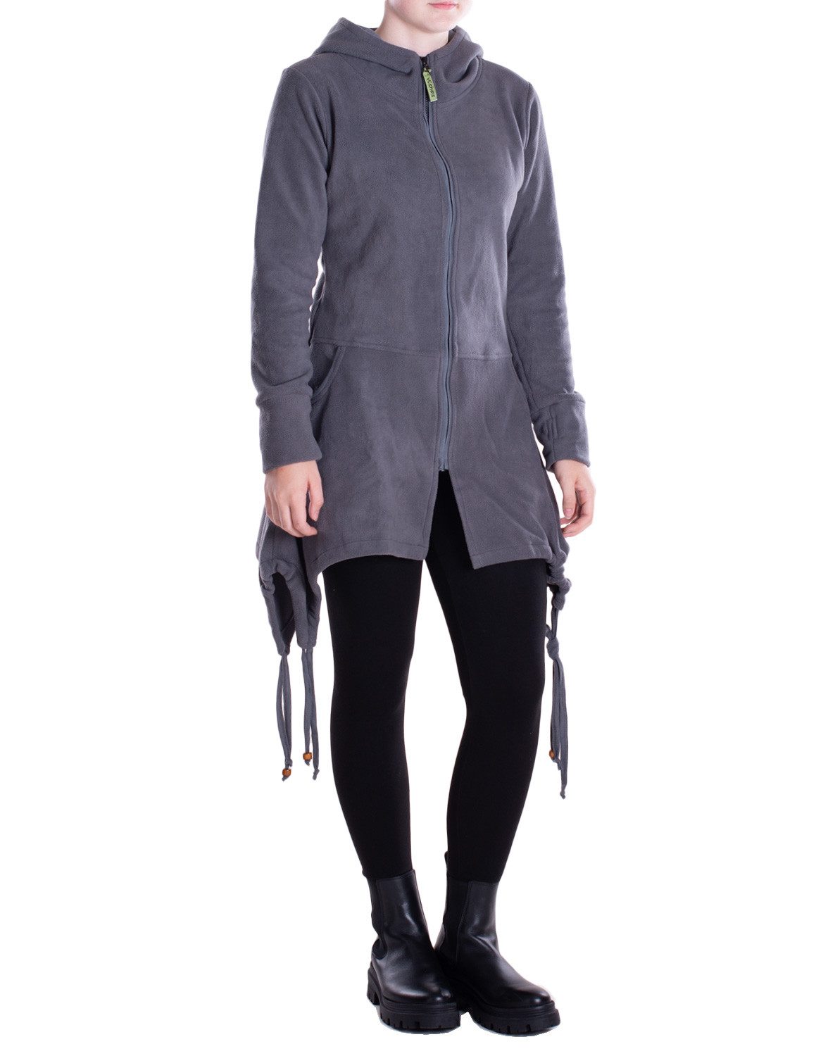 Vishes Kapuzenfleecejacke Damen Fleece Kapuzenjacke lang Elfen Zipfel-Jacke Übergangsjacke Hippie, Hoodie Style, Alternative Bekleidung