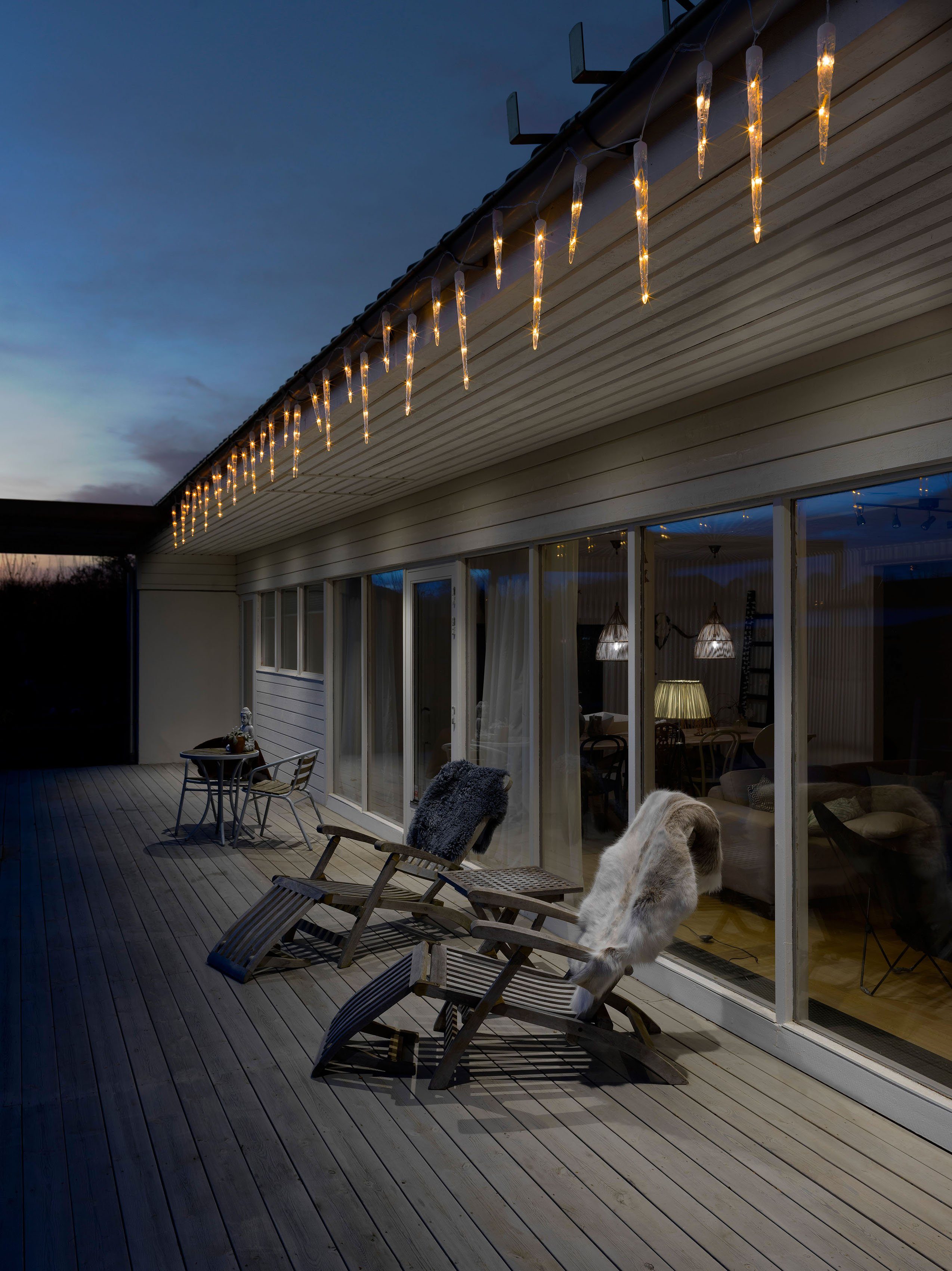 KONSTSMIDE LED-Lichtervorhang Weihnachtsdeko aussen, 24-flammig, LED Eiszap günstig online kaufen