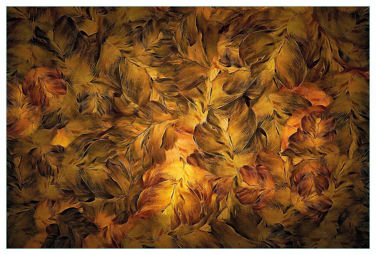 Wallario Küchenrückwand Goldene Blätter in Ölfarben, (1-tlg)