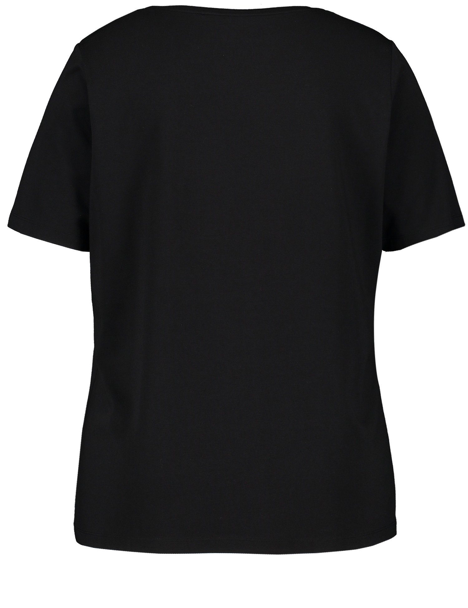 mit Frontprint Samoon T-Shirt Kurzarmshirt gemustert Black