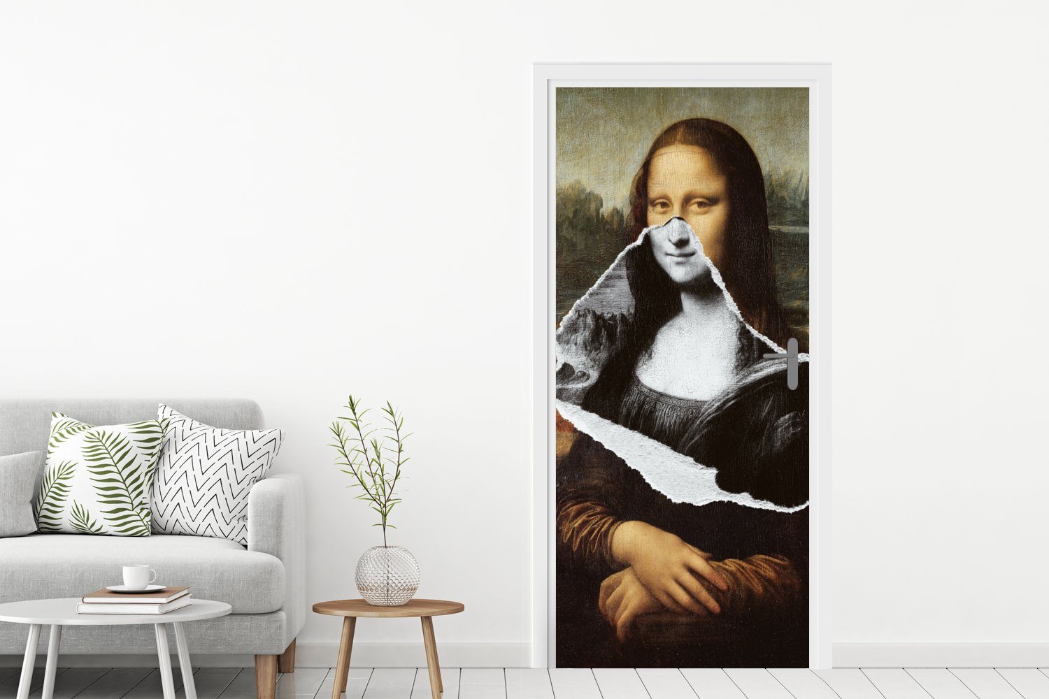 Vinci Türaufkleber, St), (1 cm MuchoWow Tür, Kunst, - 75x205 Fototapete Mona - Da Matt, Lisa bedruckt, für Türtapete