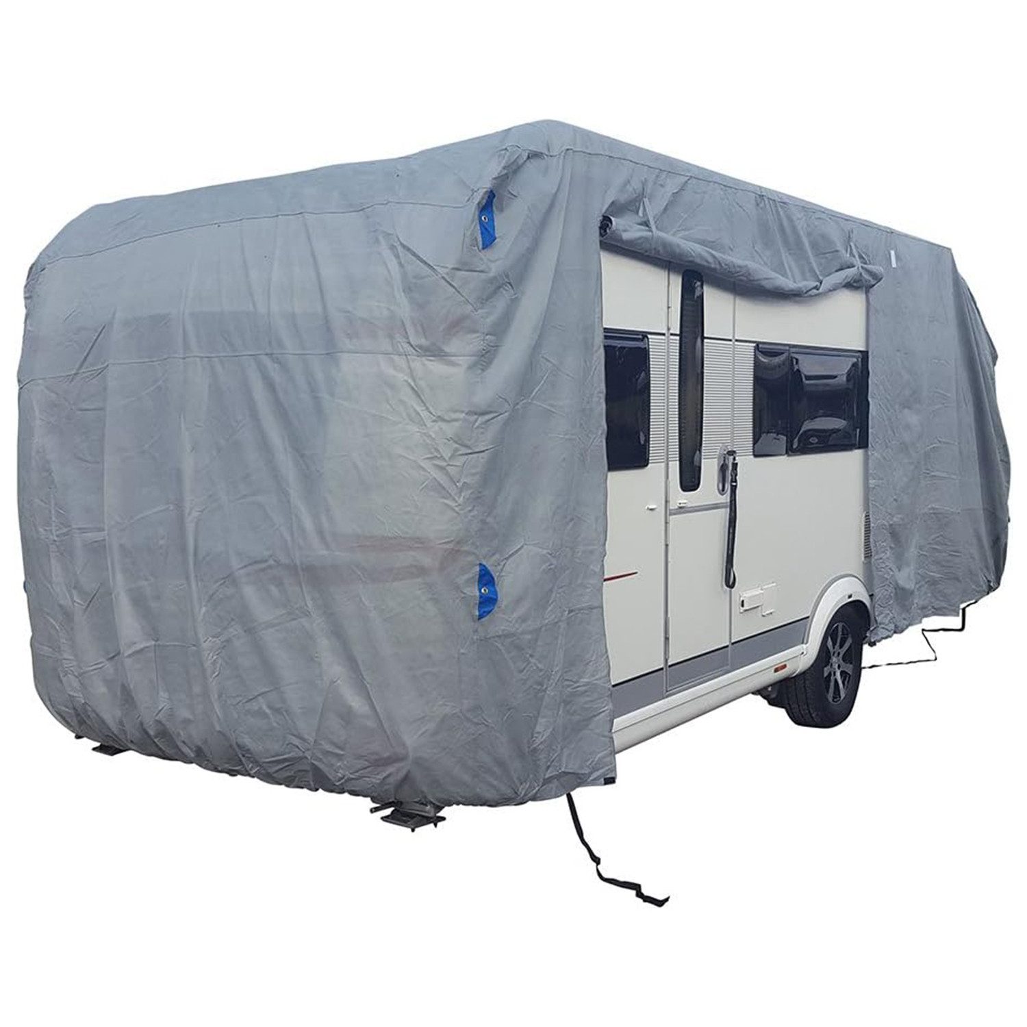 Fachhandel Plus Wohnwagenschutzhülle Premium Wohnwagenschutzhülle Caravan Abdeckung 610x250x220 cm, atmungsaktiv, UV-stabil, reißfest und schimmelresistent
