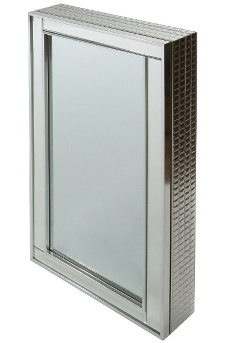 Casa Padrino Schmuckschrank Luxus Schmuckschrank Silber 40 x 9 x H. 80 cm - Spiegelschrank mit verspiegelter Schiebetür