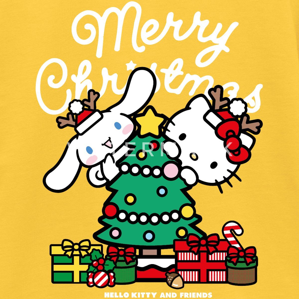 Spreadshirt T-Shirt Hello Kitty Und Cinnamoroll Weihnachten Teenager Premium T-Shirt (1-tlg)