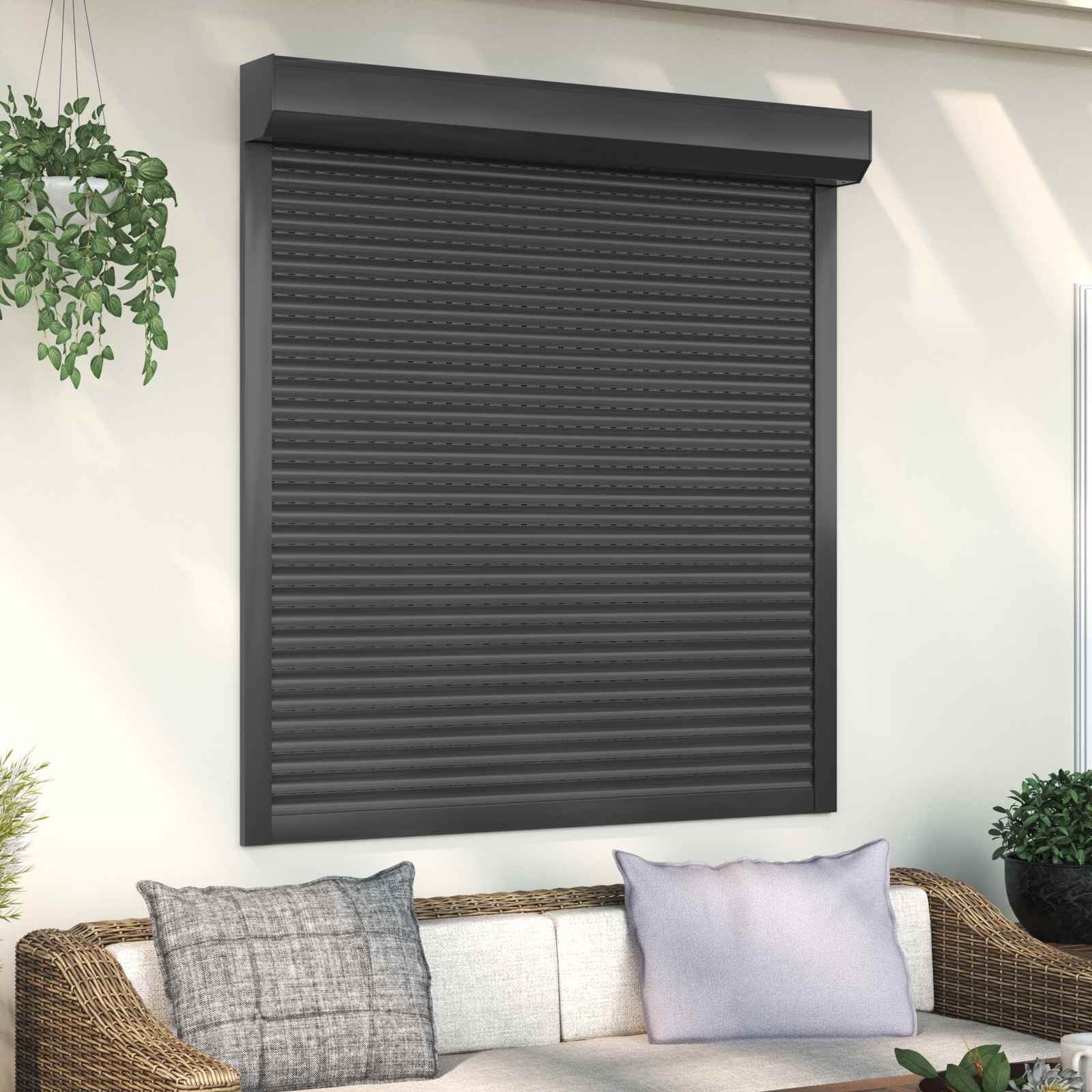 vidaXL Fensterladen Rollladen Anthrazit 130 x 140 cm Aluminium und Polyurethan, BxH: 14x140 cm, (1-St)