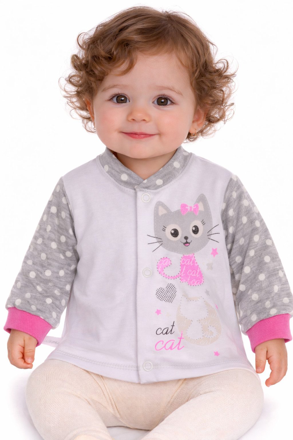 Langarmshirt Baby Hemdchen in Pink mit Katze Shirt langarm Erstlingsshirt