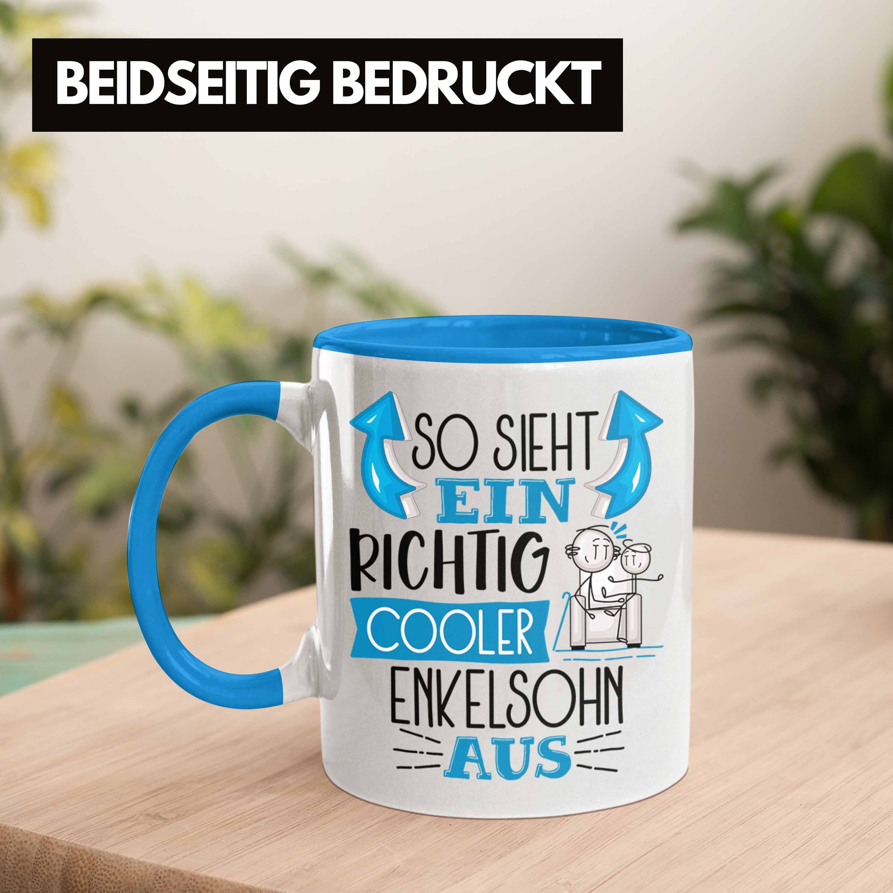 Cooler Trendation Enkelsohn Blau Ge Sieht Tasse Tasse So Geschenk Aus RIchtig Ein Enkelsohn