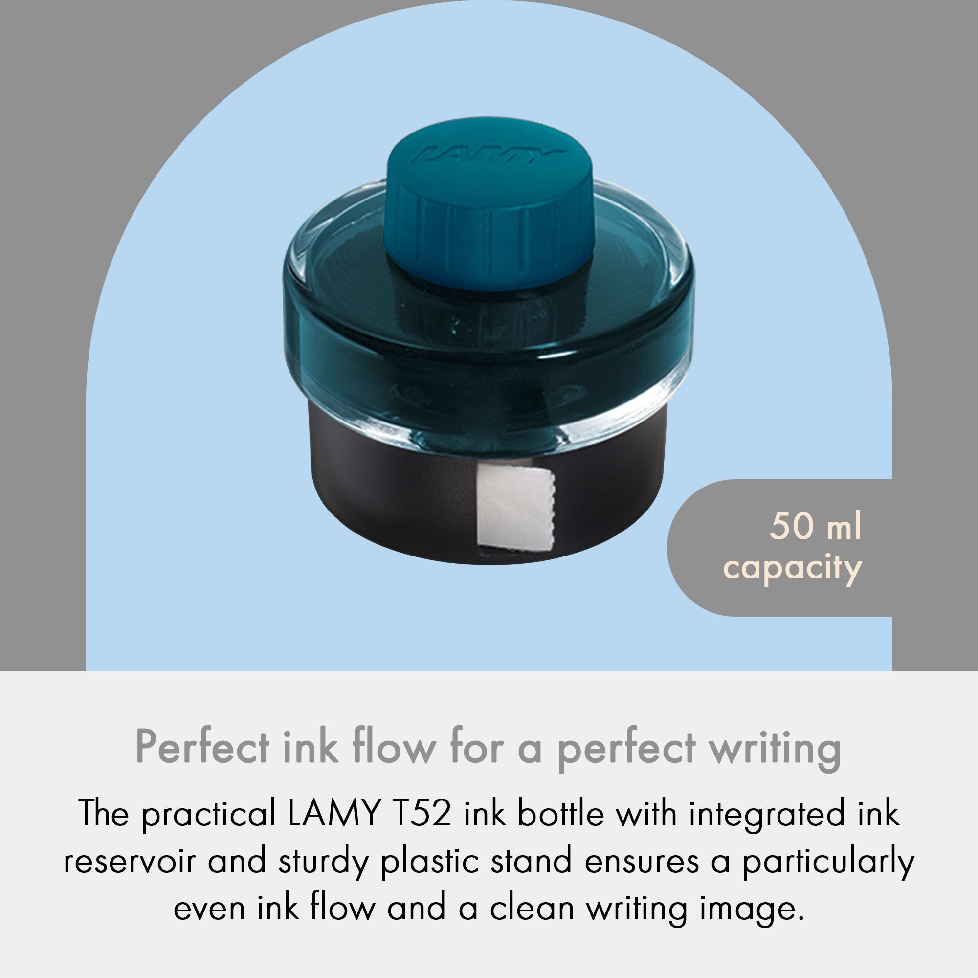 LAMY LAMY T52 Tinte petrol grün 50ml Tintenglas mit Tintensammelbecken Stan Tintenglas