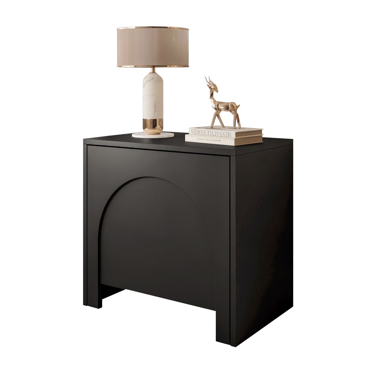 Lookway Nachttisch ARIADNA mit Tür – Minimalistisches Design fürs Schlafzimmer (1x Nachttisch), 54x51x35 cm