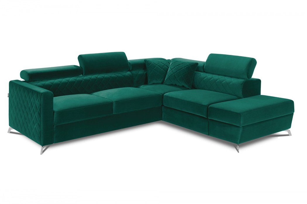 JVmoebel Ecksofa Ecksofa L-Form Couch Textil Europe Made Stoff in Bettfunktion Design Grün Blau, Polster