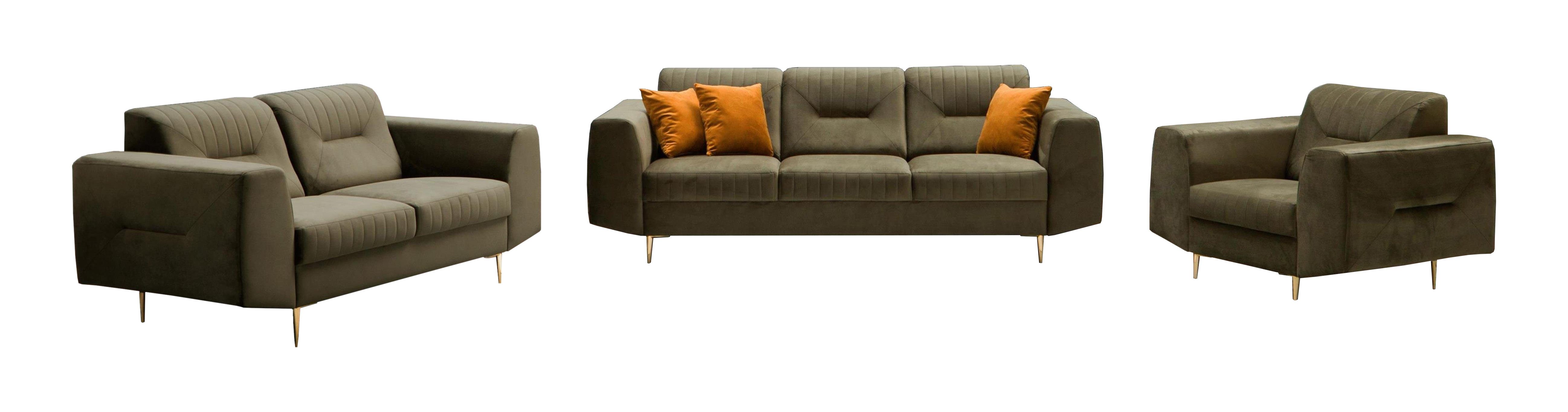 Beautysofa Polstergarnitur im modernen Stil auf hohen Metallbeinen VENEZIA, (Sessel + 2-Sitzer Sofa + 3-Sitzer Sofa im modernes Design), mit Metallbeine, Couchg – Bild 2 von 5
