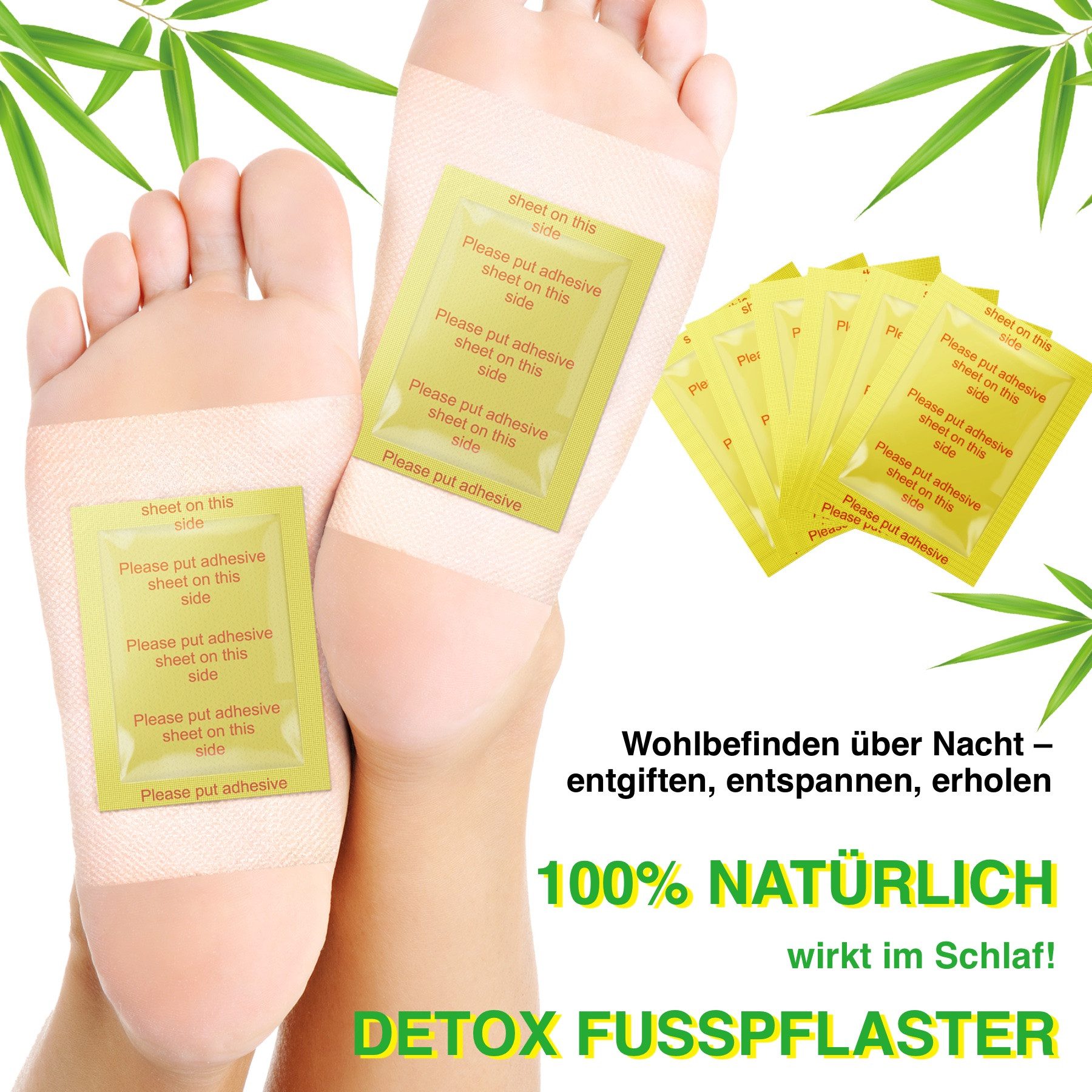 ALIVER Fußmaske Fußpflaster Entgiftungspflaster Bambusessig Ingwer Extrakt, 1-tlg., Entgiften, Fußpflege, Hautpflege
