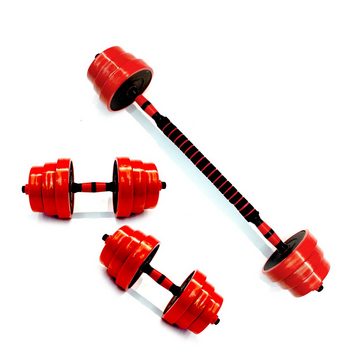 Technofit Hantel-Set Hanteln Kurzhanteln Langhanteln verstellbar mit Verbindungsrohr, erhältlich in 15 kg, 20 kg und 30 kg