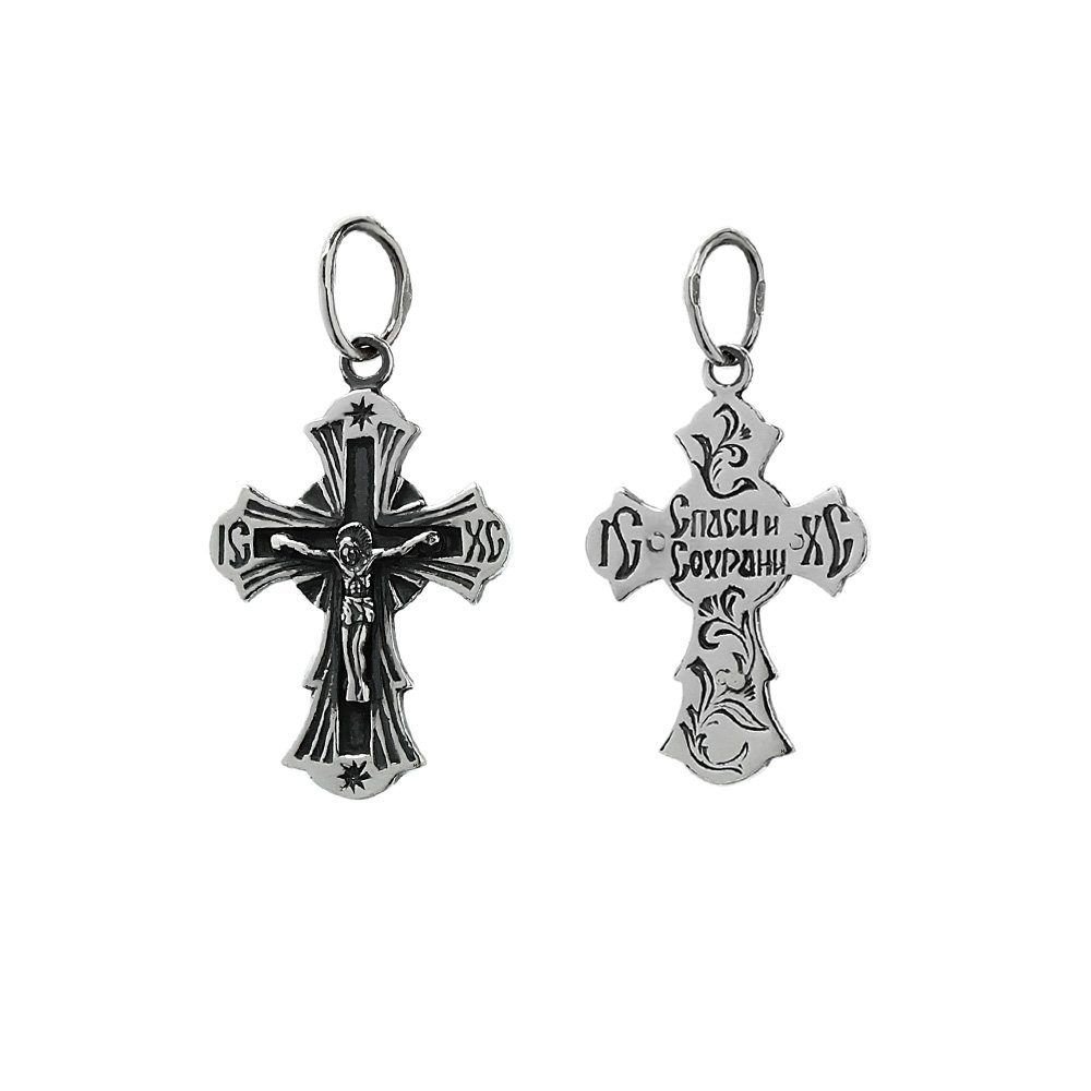 Kreuz Sterlingsilber NKlaus Anhä Orthodoxe 925er Kruzifix Kreuzanhänger