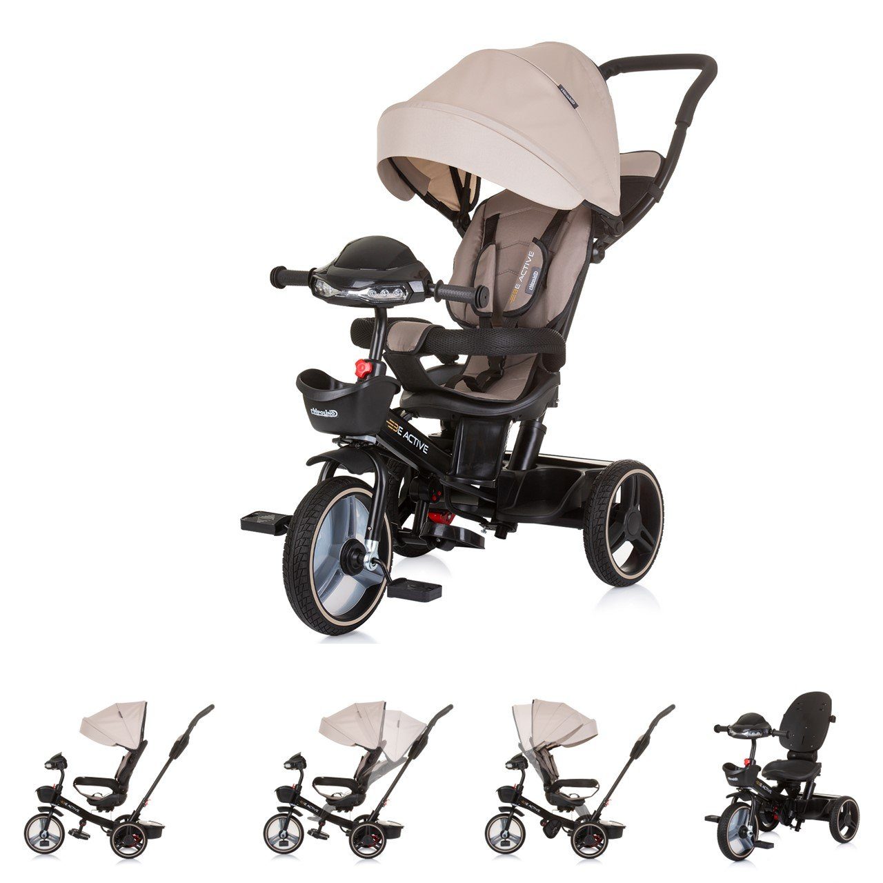 Chipolino Dreirad Tricycle Dreirad Be Active 2in1, Sitz drehbar Musik Licht drehbar