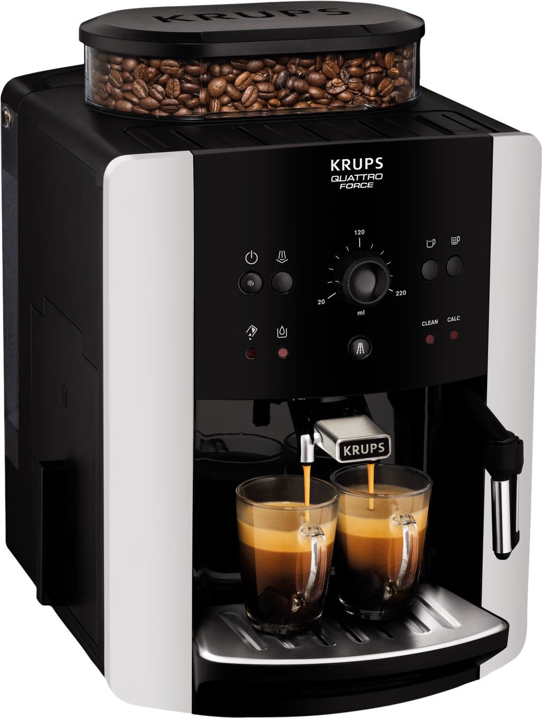 Krups Kaffeevollautomat EA8118, Vollautomatische Espressomaschine Silber Schwarz Kompakt