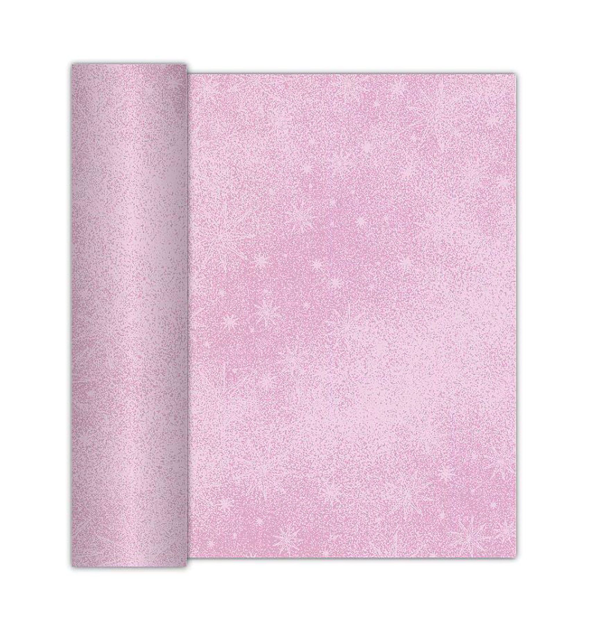 AVA Tischläufer, Tischläufer stoffähnlich 40cm x 6m Rolle mit Sternen Rosa