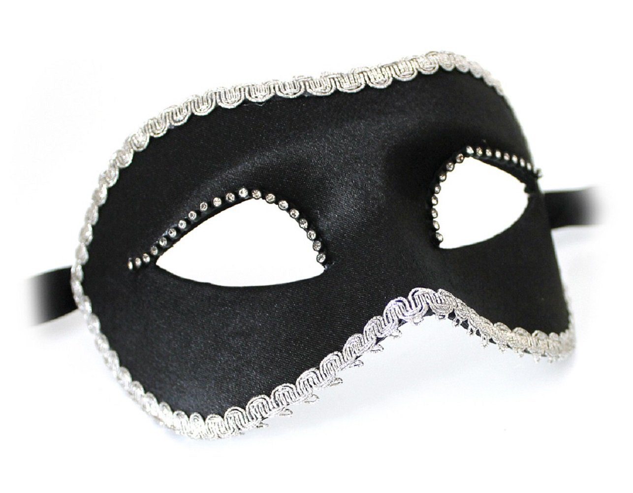 Carta Alta Venetian Masks Verkleidungsmaske Handarbeit Original Venezianische Maske Damen Colombina Satin Strass schwarz, Hergestellt in Venedig