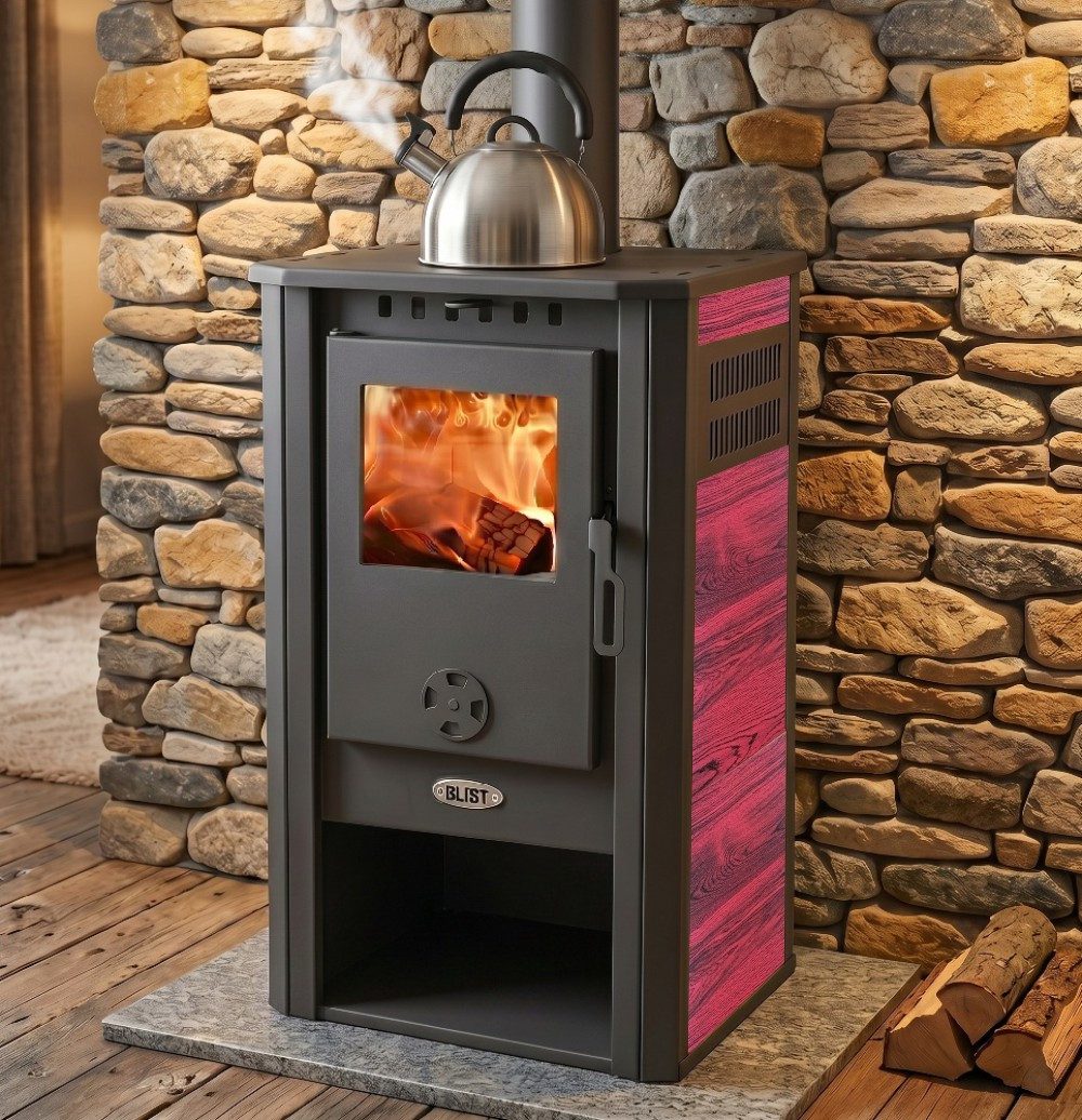Blist Kaminofen Atene S 4.0 Keramik Rot, 7.5 kW – Bild 4 von 4