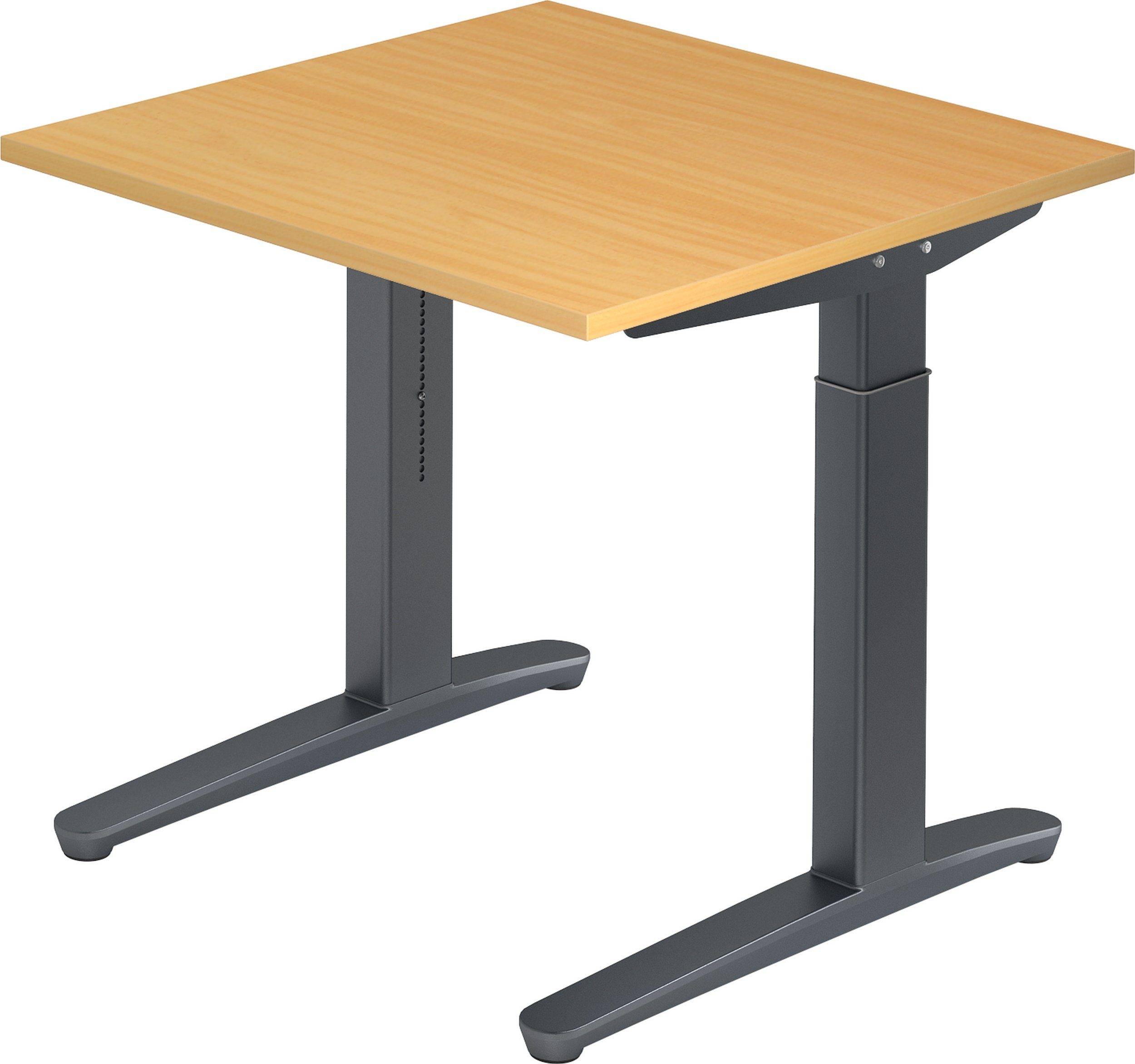 bümö Schreibtisch Schreibtisch - Buche Quadrat: 80 Dekor: Graphit - cm Gestell: Serie-XB, 80 x