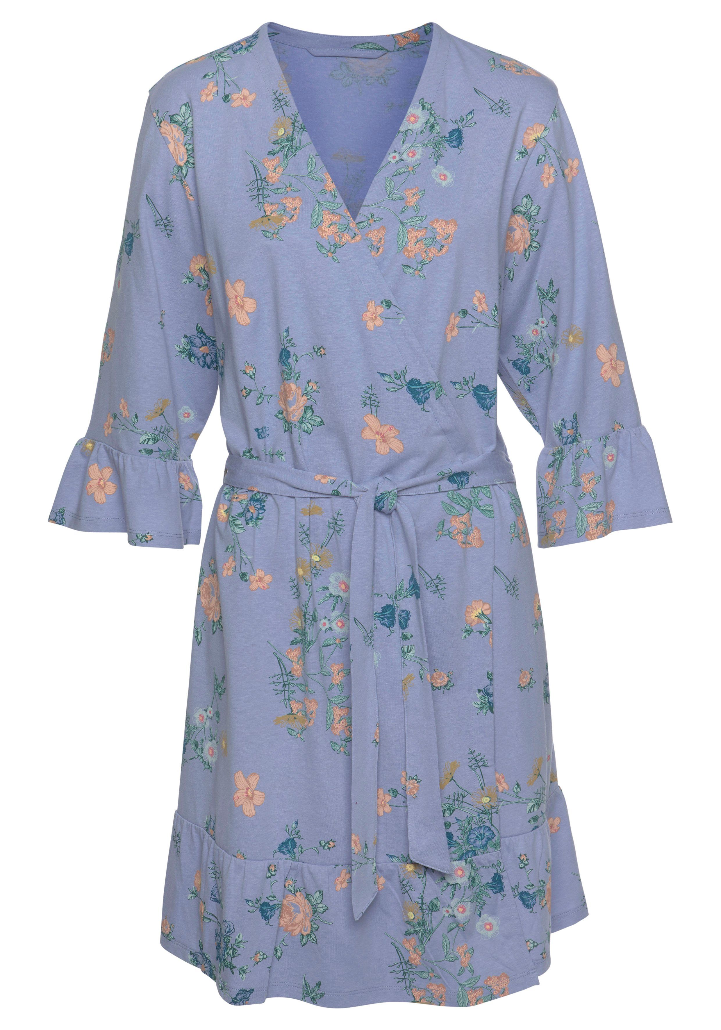 Kurzform, Baumwoll-Mix, Dreams Kimono, Volants Gürtel, Vivance Kimono-Kragen, mit ecru