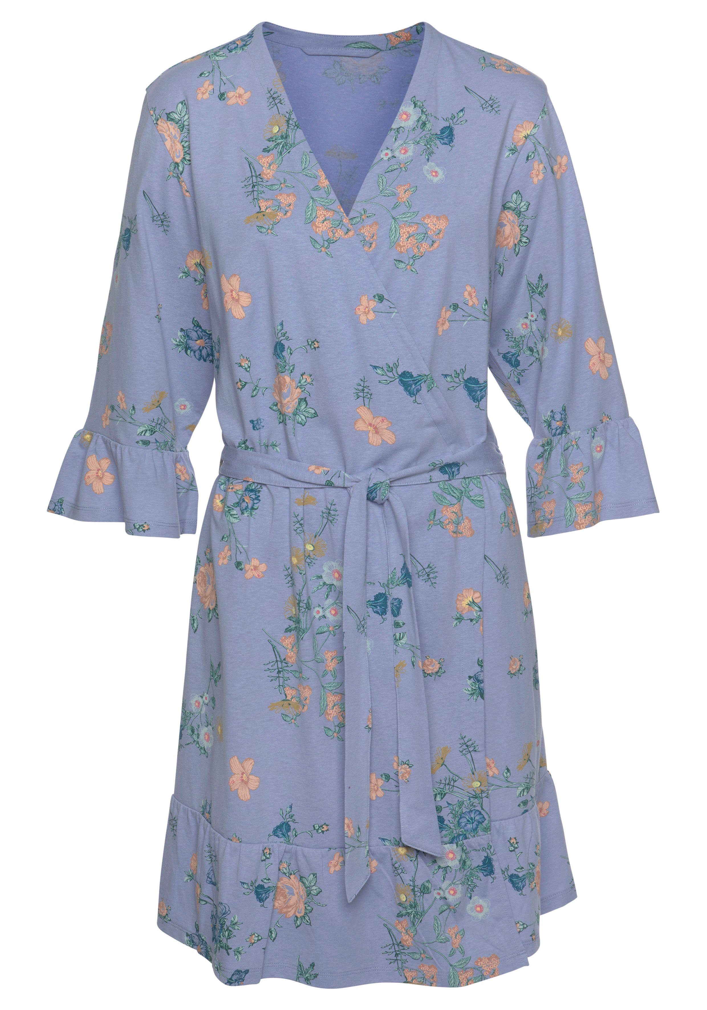Vivance Dreams by Lascana Kimono, Kurzform, Baumwoll-Mix, Kimono-Kragen, Gürtel, mit Volants – Bild 2 von 5