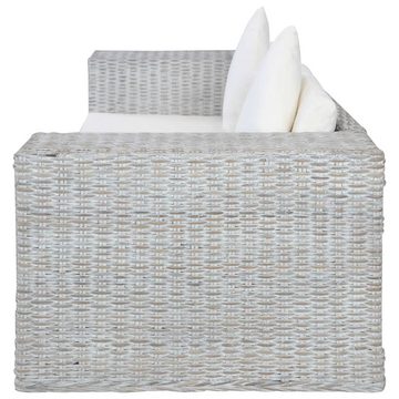 vidaXL Sofa 2-Sitzer-Sofa mit Polstern Grau Natürliches Rattan Couch