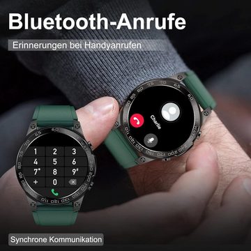 BOZLUN Smartwatch (1,43 Zoll, Android, iOS), mit Telefonfunktion 5ATM Wasserdicht Schrittzähler Schlafmonitor SpO2