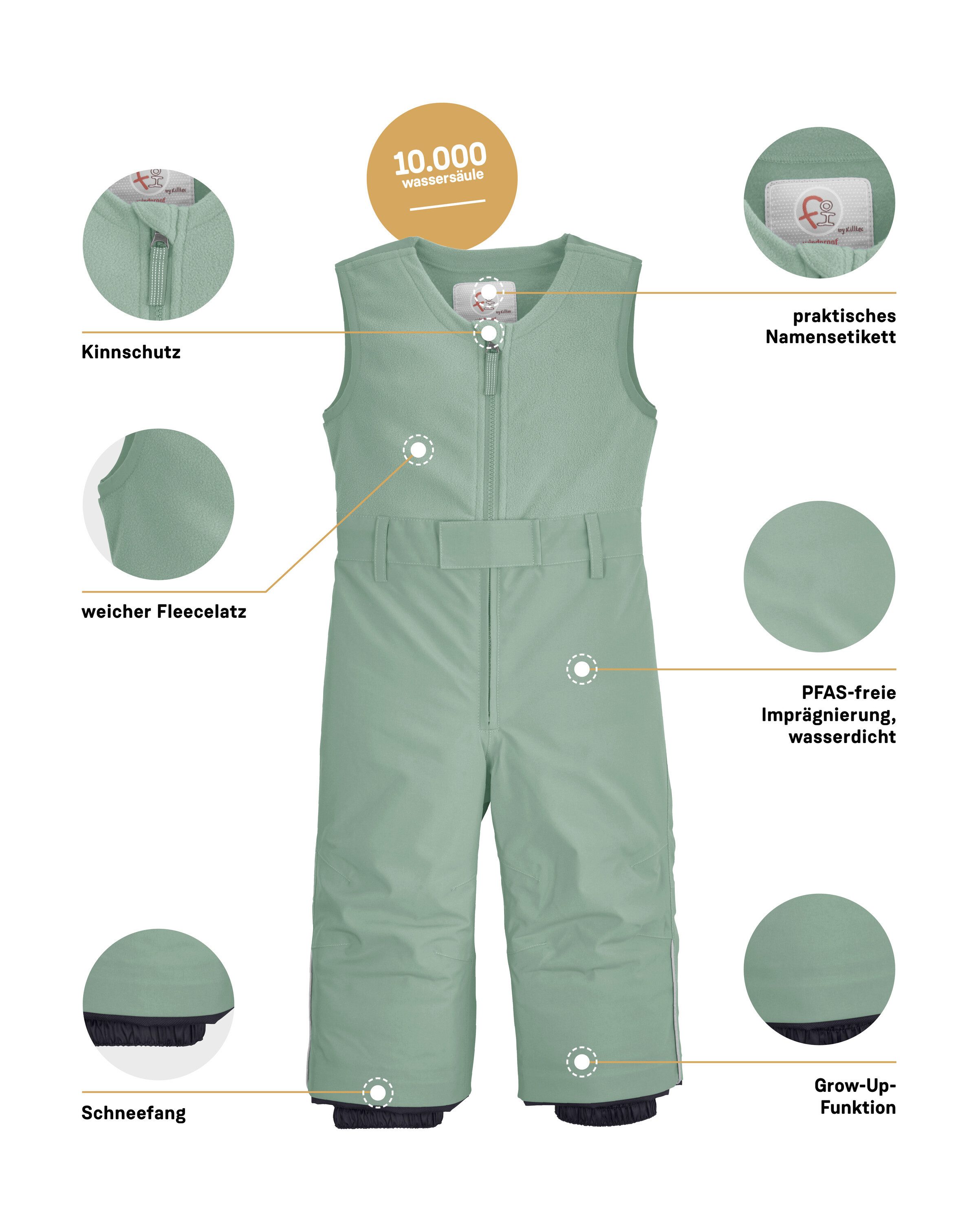 first instinct by killtec Skihose FISW 34 MNS SKI PNTS Wasserdichte, wärmende Latzhose mit Schneefang und Grow-Up-Funktion