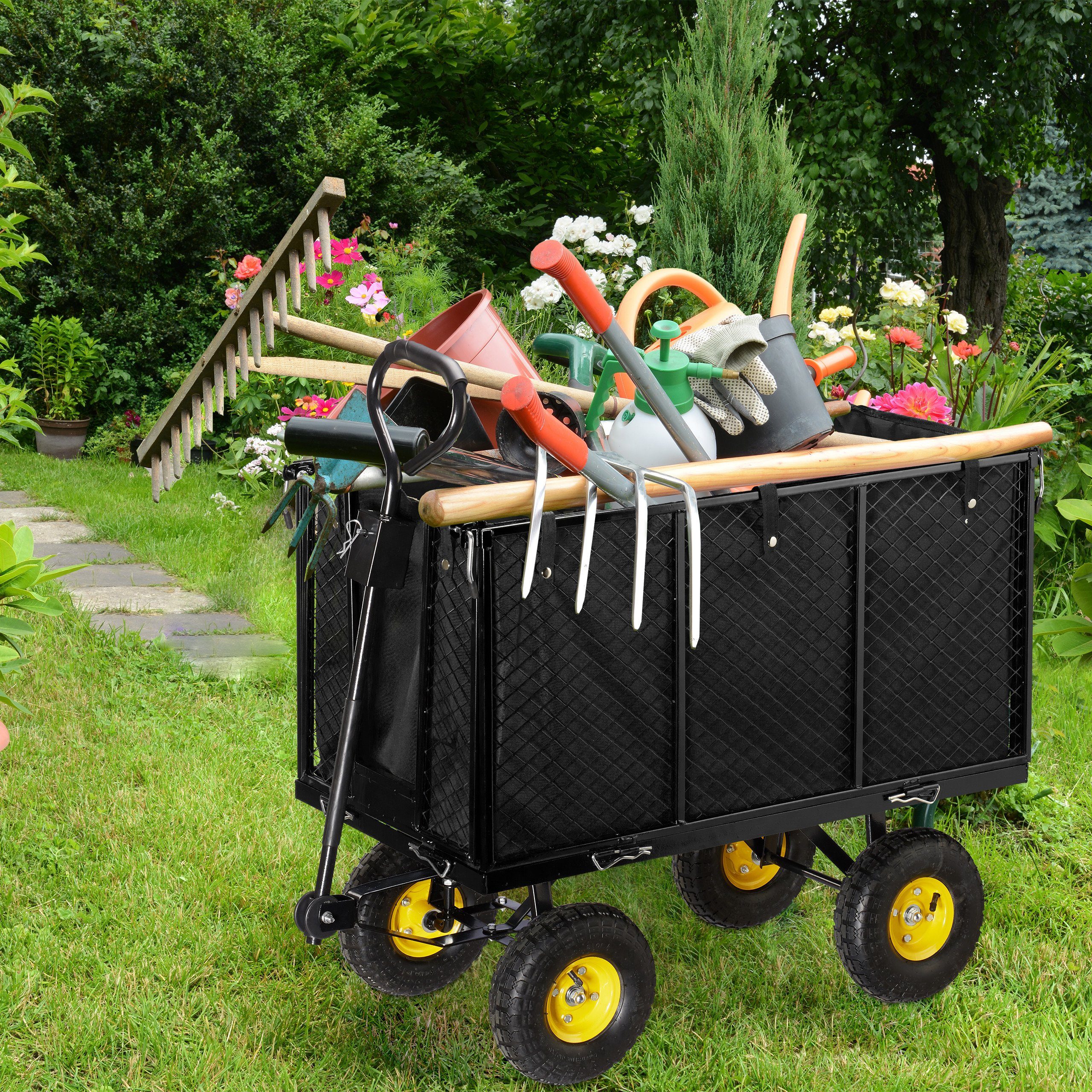 relaxdays Bollerwagen Hoher Handwagen für den Garten (1-tlg)