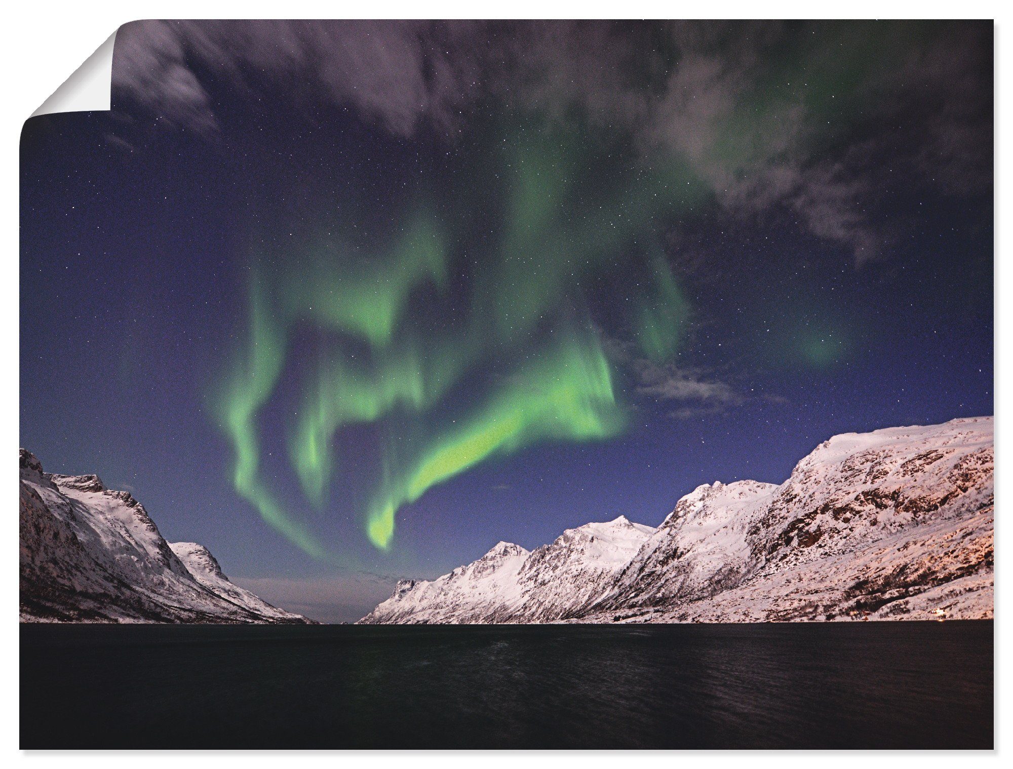 Norwegen (1 Himmel Leinwandbild, versch. Wandaufkleber Nordlicht als I, Artland St), Alubild, oder Wandbild Größen Poster in