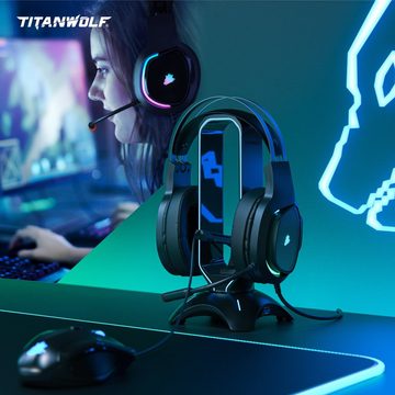 Titanwolf Gaming-Headset (PC Kopfhörer 7.1 Virtual Surround, Mikrofon, RGB LED, für PS4 PS5)