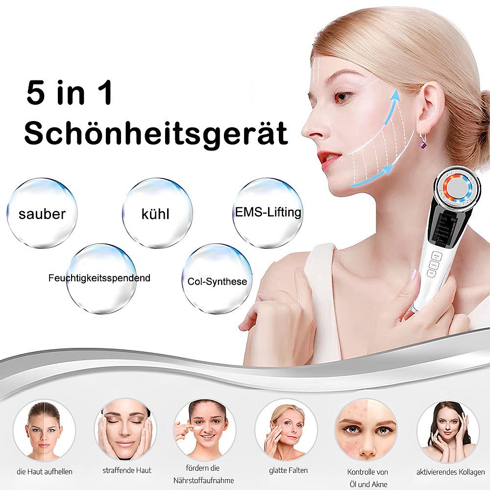 COOL-i ® Mikrodermabrasionsgerät 5-in-1 Beautygerät – Für ergänzende Gesichtspflege, LED, EMS, Wärme/Kälte & Massage – Tägliche Pflege für Ihre Haut