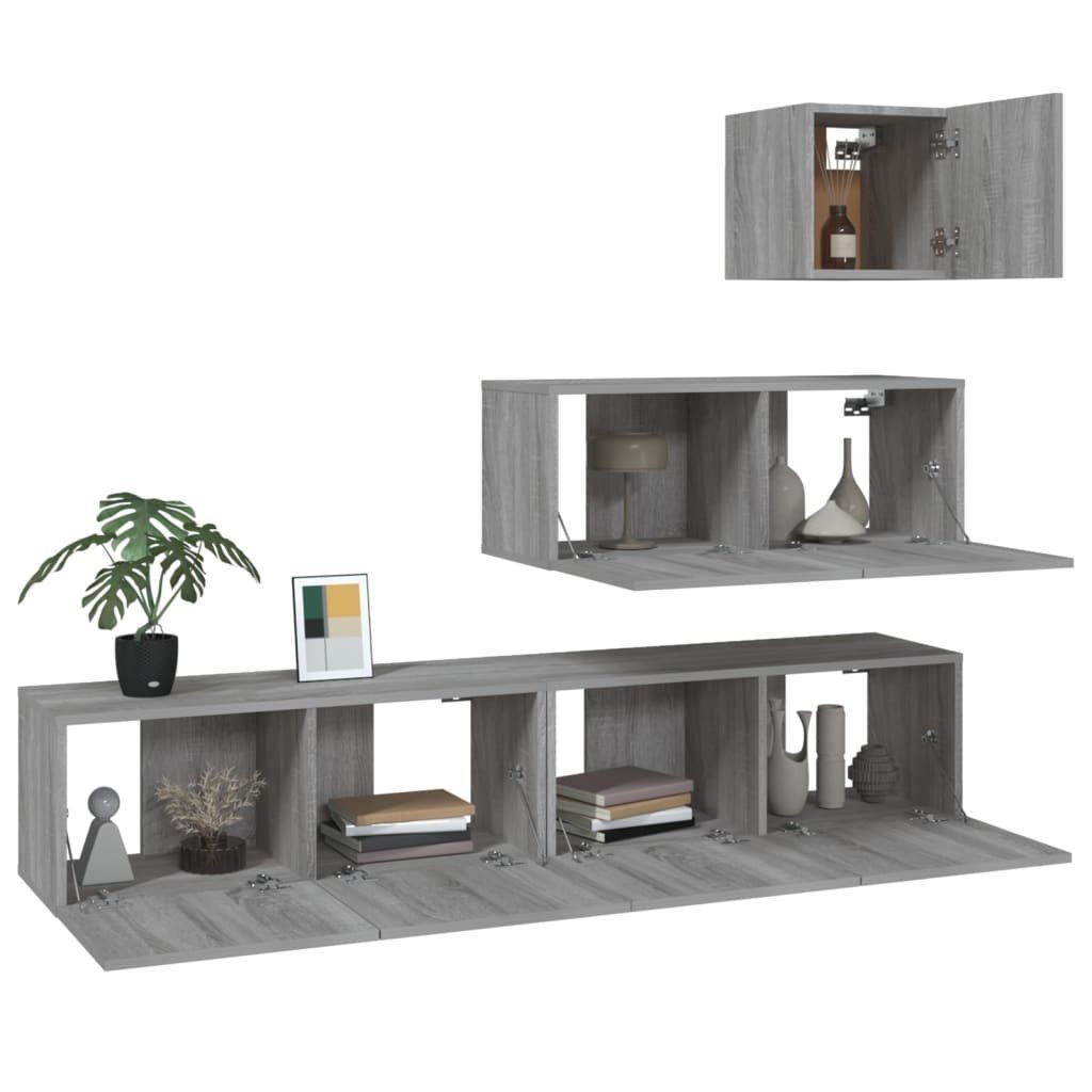 furnicato TV-Schrank 4-tlg. TV-Schrank-Set Holzwerkstoff Grau Sonoma