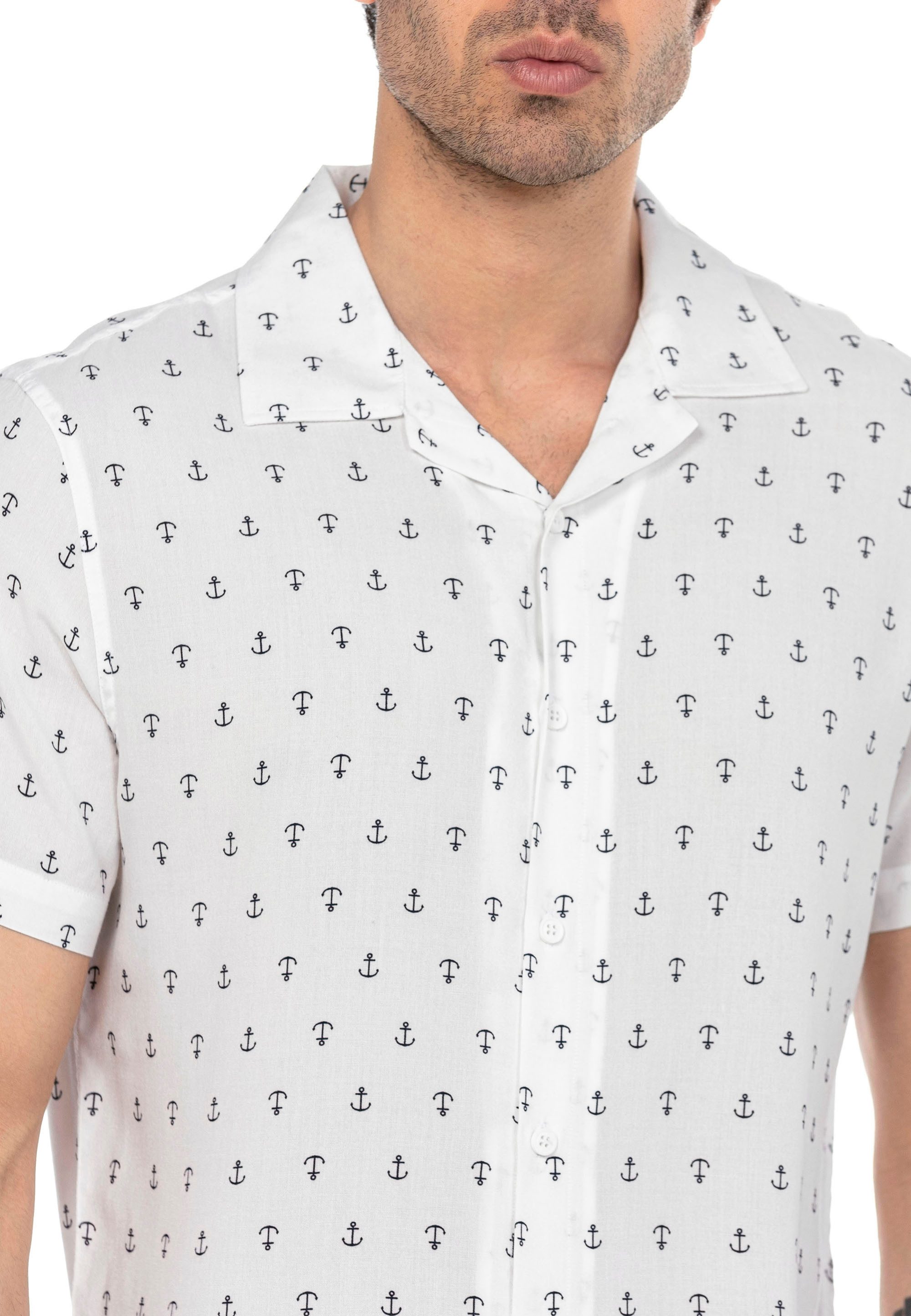 RedBridge Langarmhemd mit Anker-Print – Maritimer günstig online kaufen