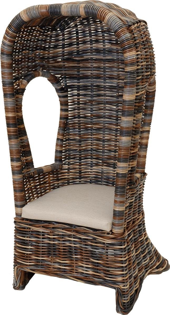 Krines Home Sessel Kindersessel Sessel aus echtem Rattan Kinderstuhl inkl. Polster, in Strandkorb Optik, Kindermöbel Junior