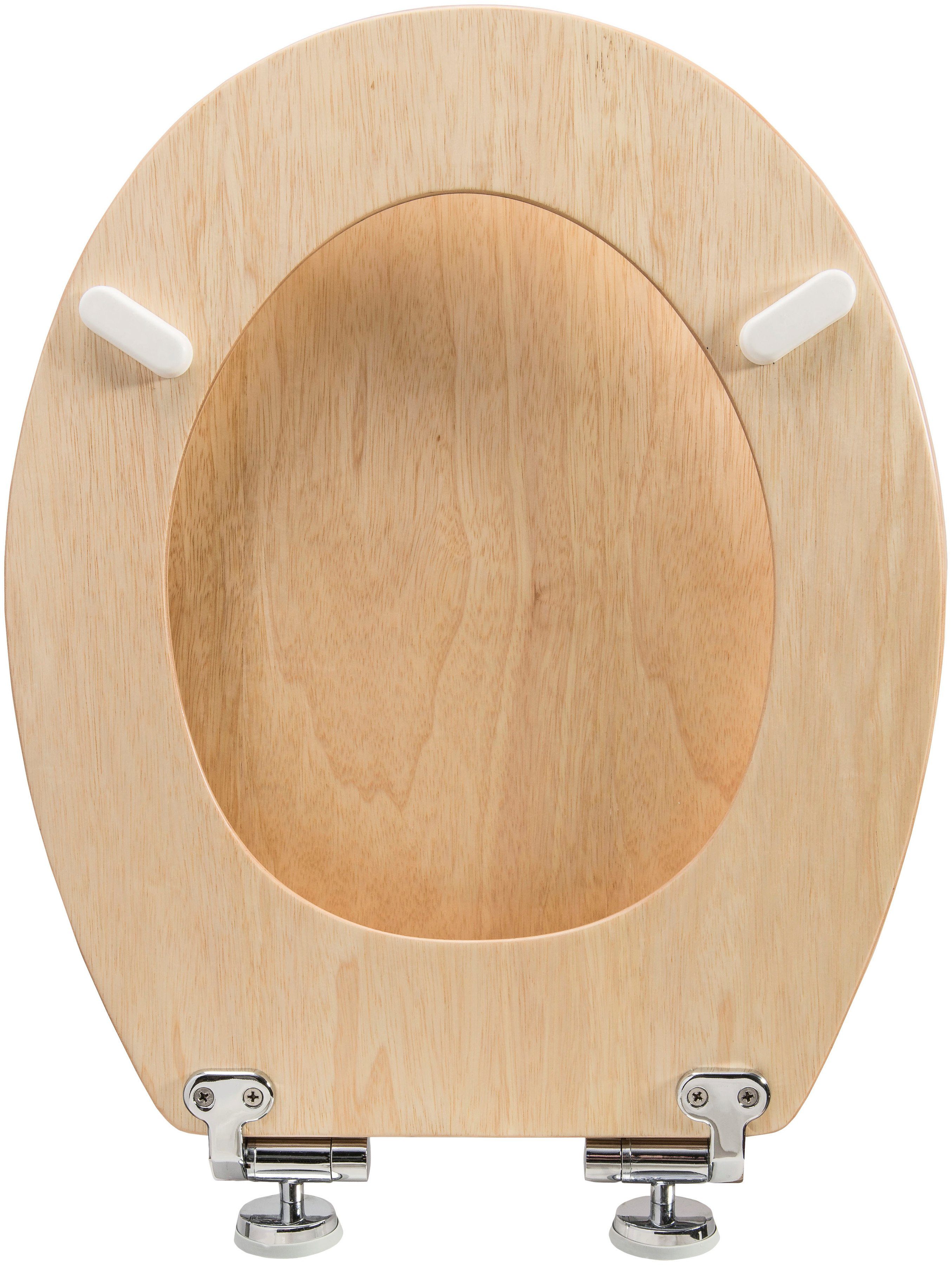 CORNAT WC-Sitz Hochwertiges Echtholz - Kiefer - Absenkautomatik, Komfortables Sitzgefühl - Edle Holz-Optik passt in jedes Badezimmer
