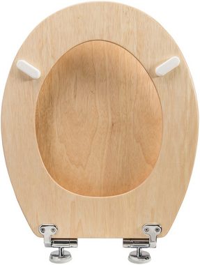 CORNAT WC-Sitz Hochwertiges Echtholz - Kiefer - Absenkautomatik, Komfortables Sitzgefühl - Edle Holz-Optik passt in jedes Badezimmer