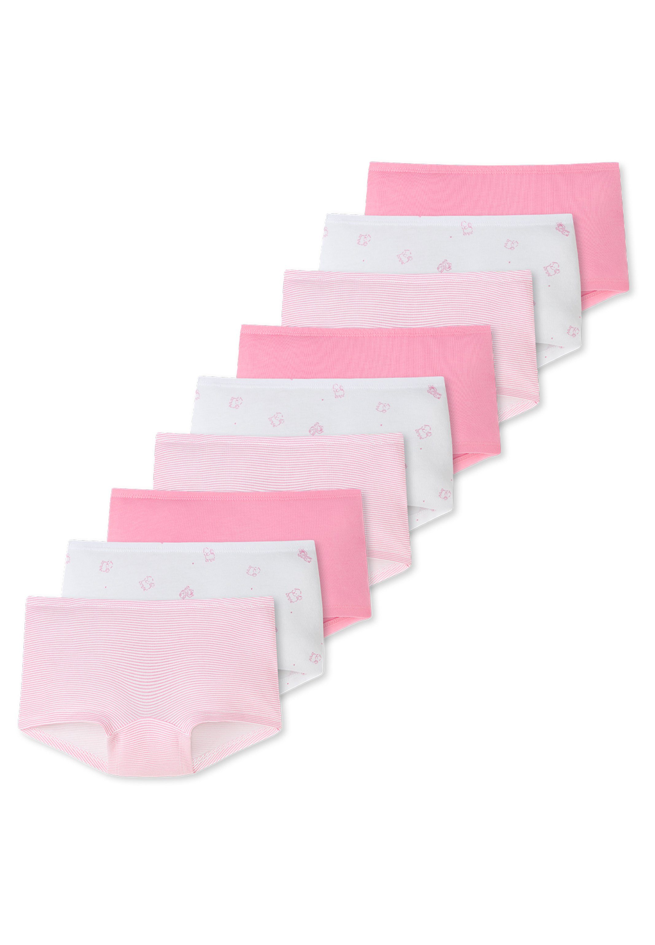Schiesser Panty 9er Pack Kids Girls 95/5 Organic Cotton (Spar-Set, 9-St) Short Slip - Baumwolle - Weiß/Rosa-912