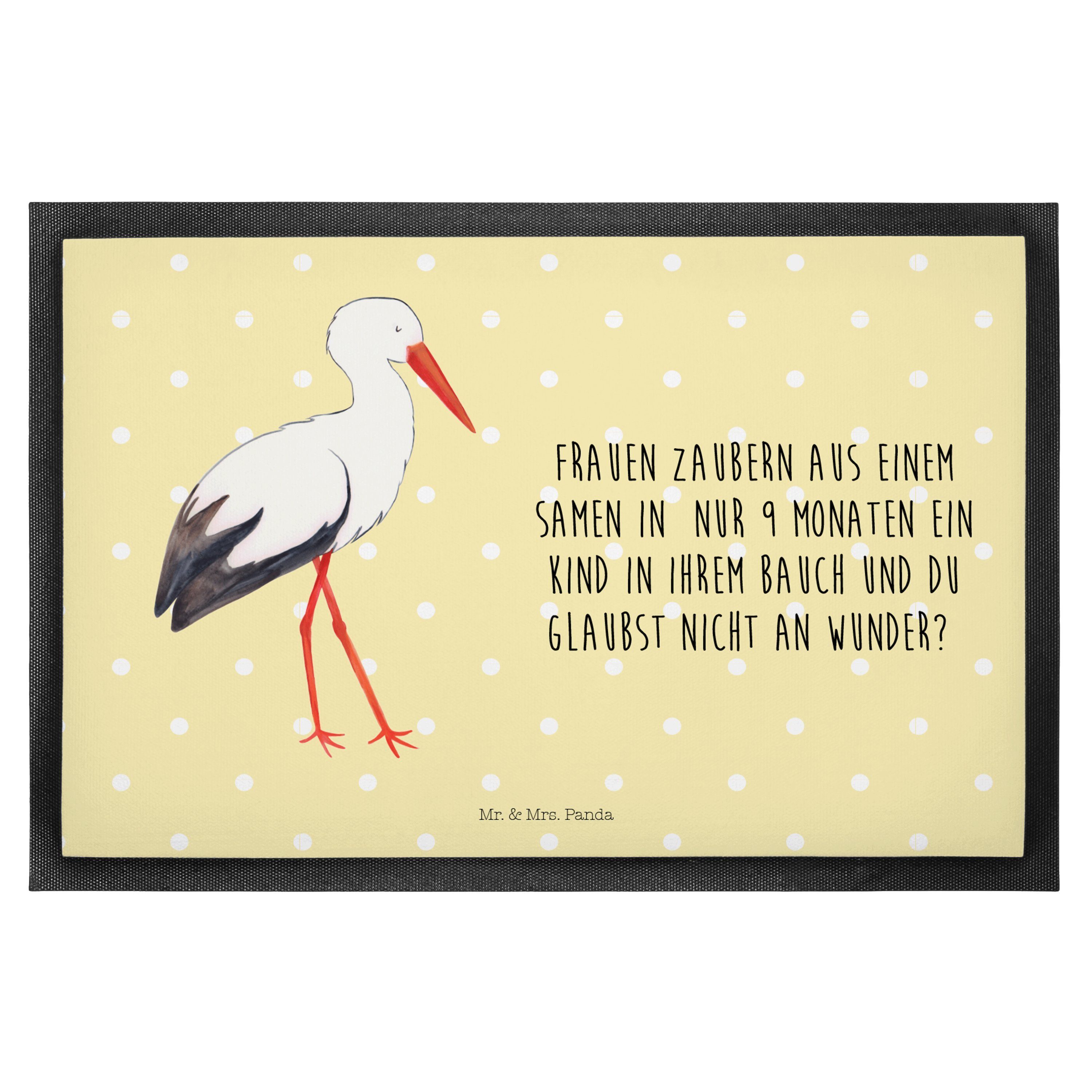 Fußmatte Storch Gelb Pastell Geschenk, lustige Sprüche, Türvorleger