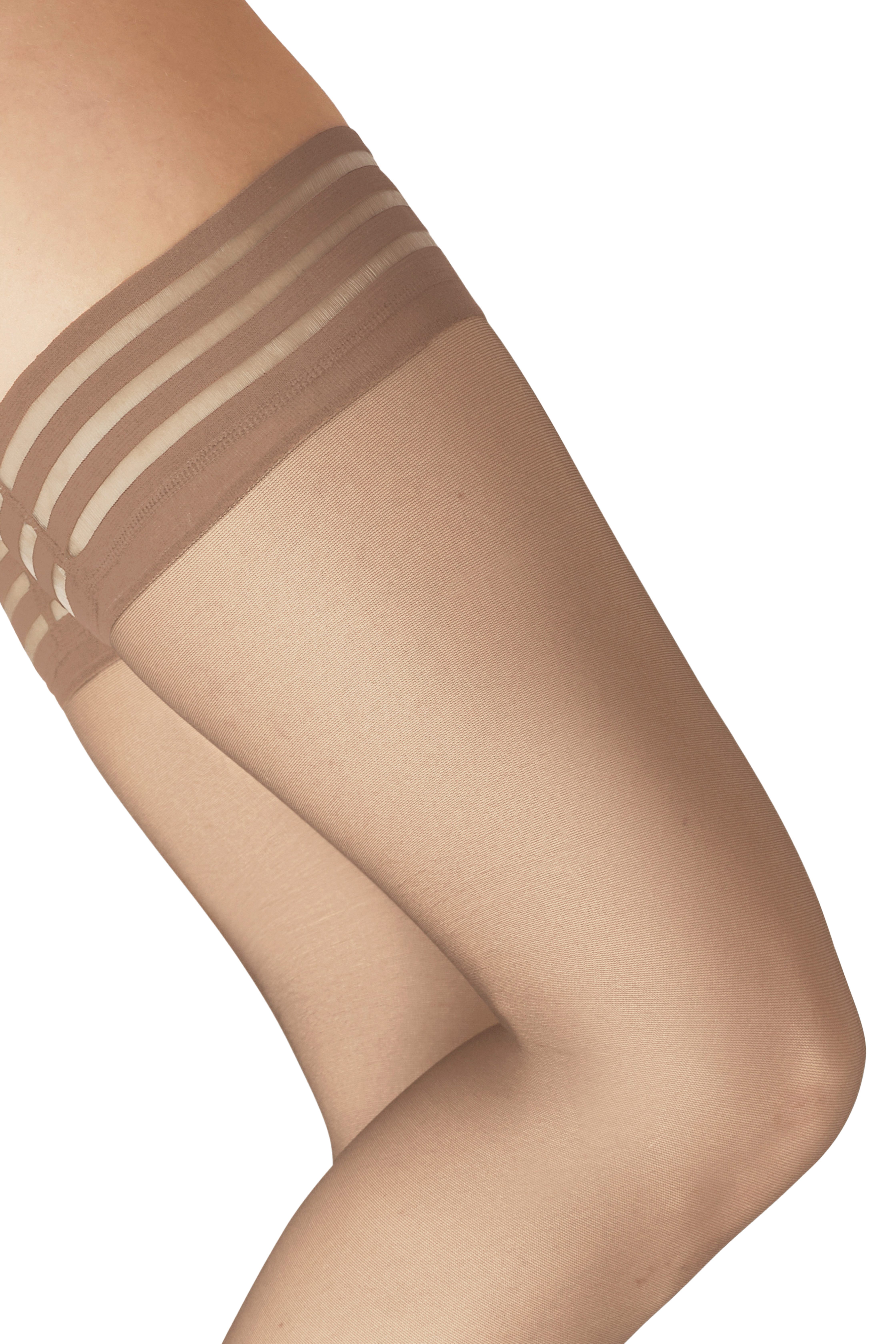 Camano Halterlose Feinstrümpfe (2-Paar, 2 Paar) seidig, matter Effekt, druckfreier Bund