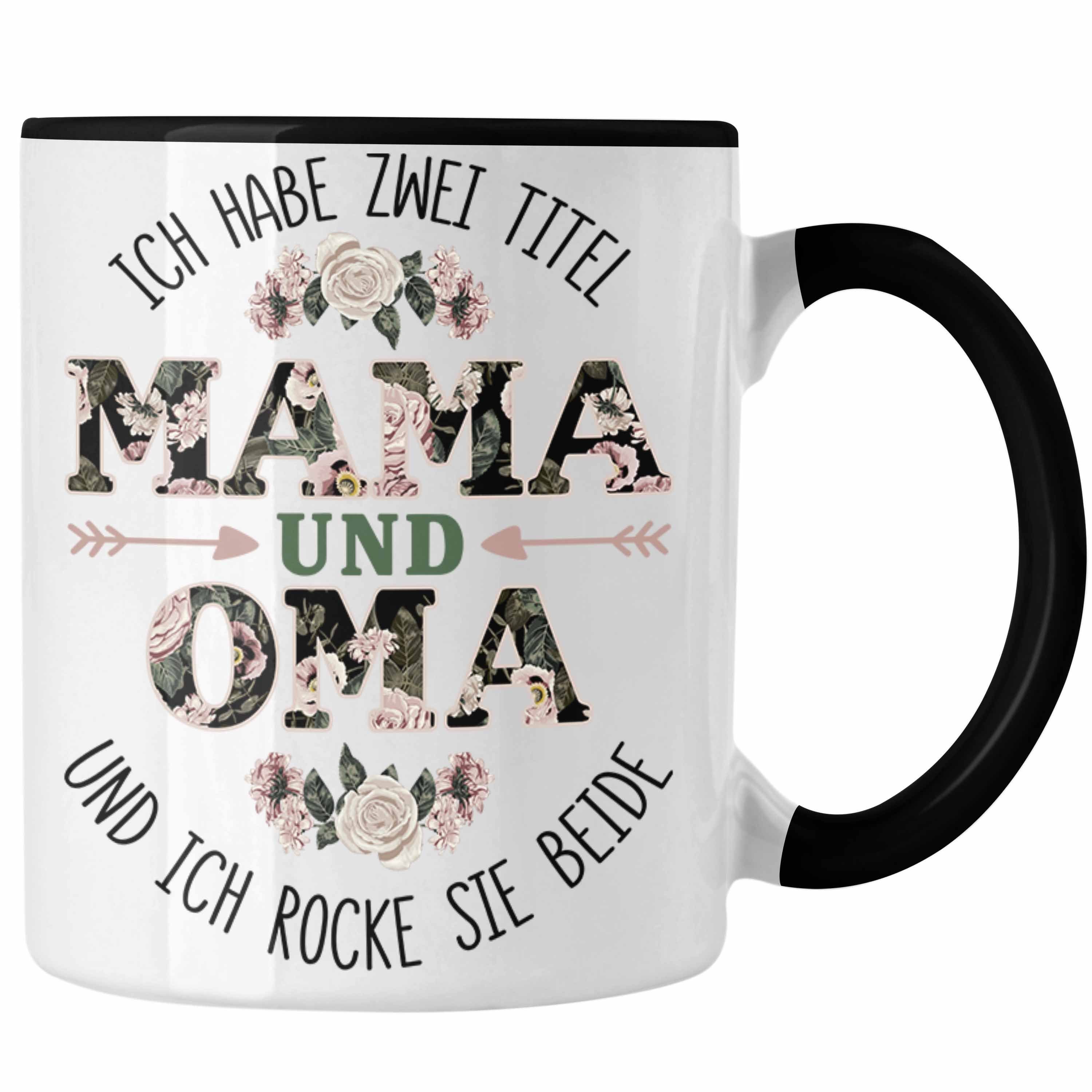 Trendation Tasse Trendation - Mama und Oma Tasse Geschenk für Oma Weihnachten Geburtstag Lustige Tasse Beste Oma schwarz