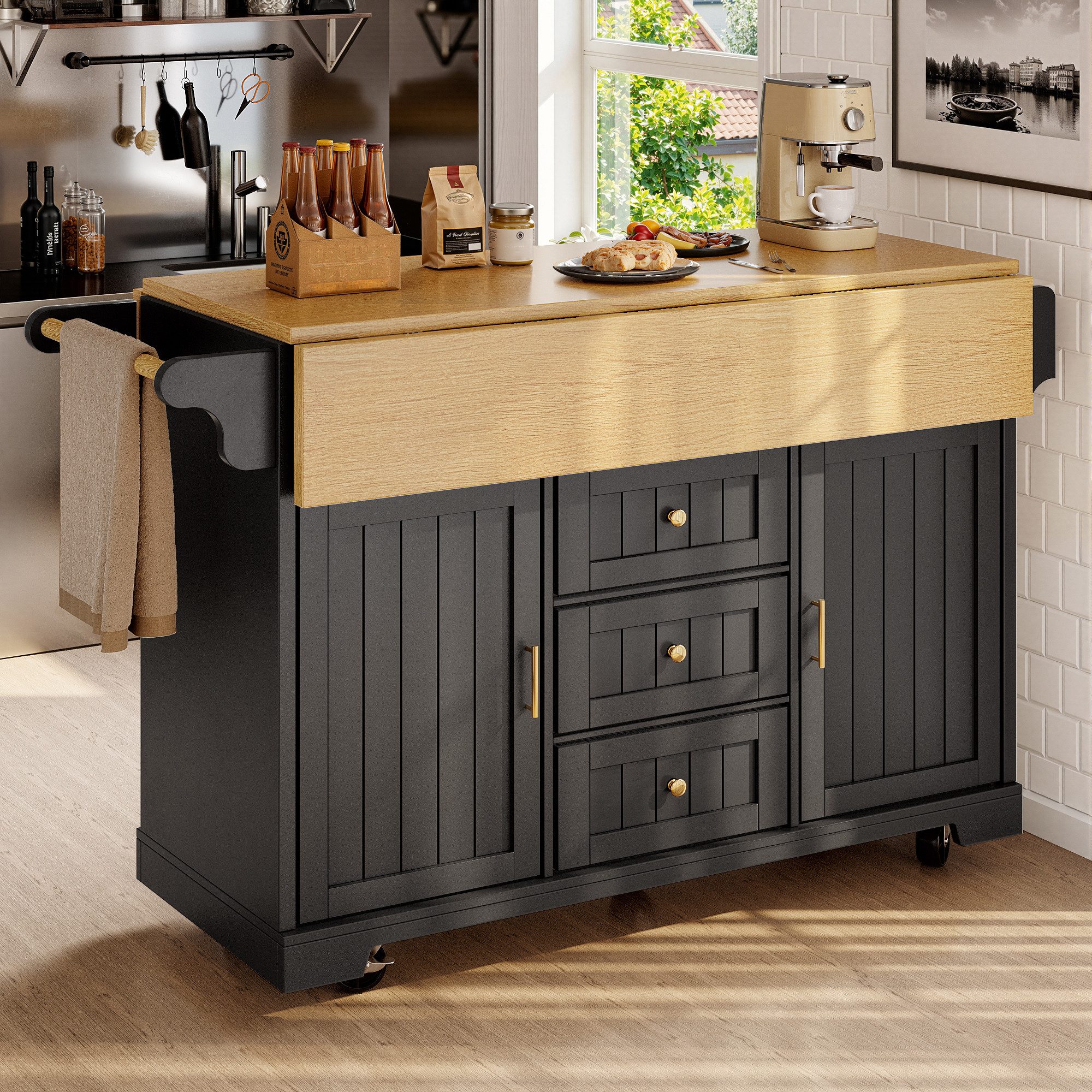 Flieks Küchenwagen mit erweiterbarer Arbeitsplatte, Rollen günstig online kaufen