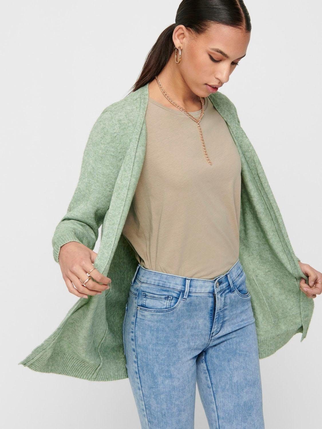 ONLY Strickjacke ONLLESLY L/S W.MELANGE KNT OPEN NOOS Detail Basil CARDIGAN